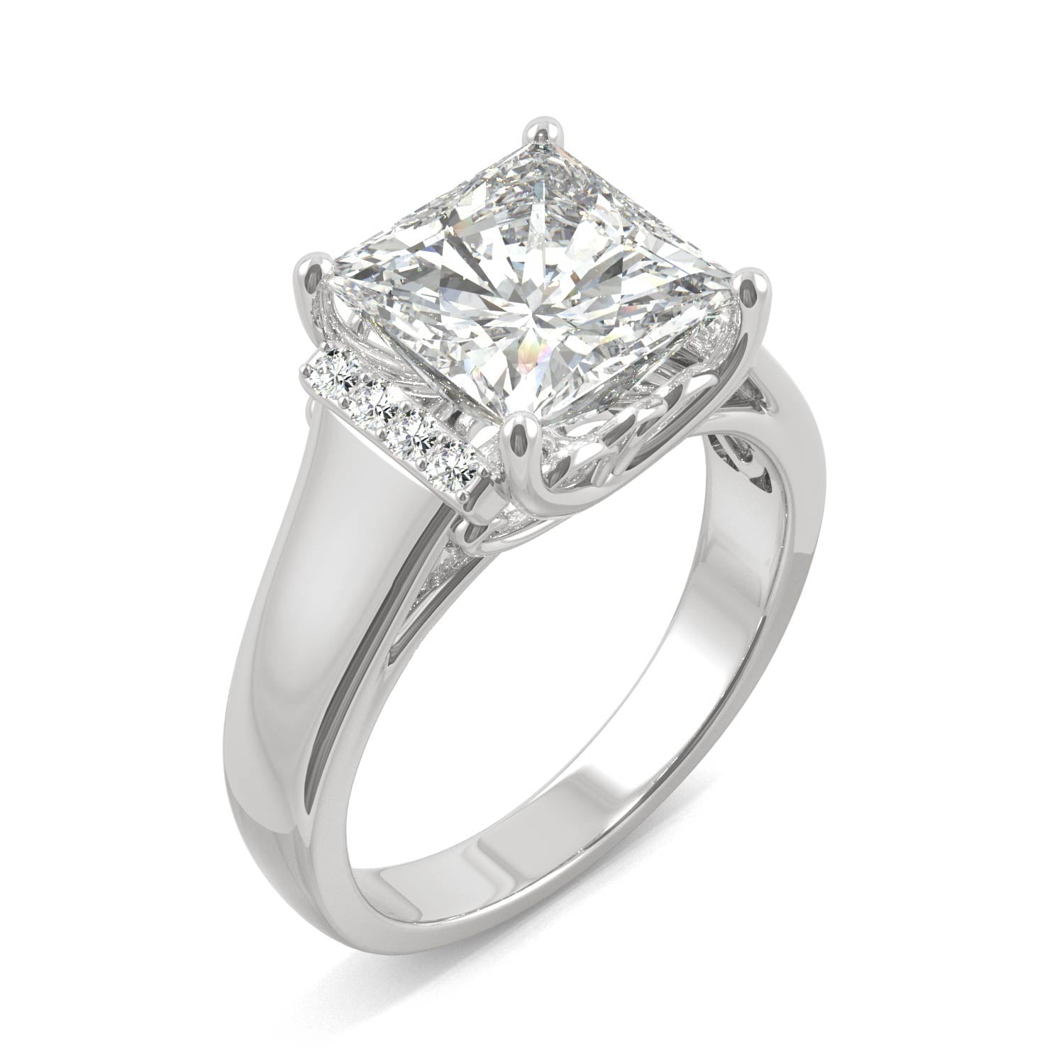 3.72 CTW DEW Square Moissanite Fashion Ring in 14K White Gold