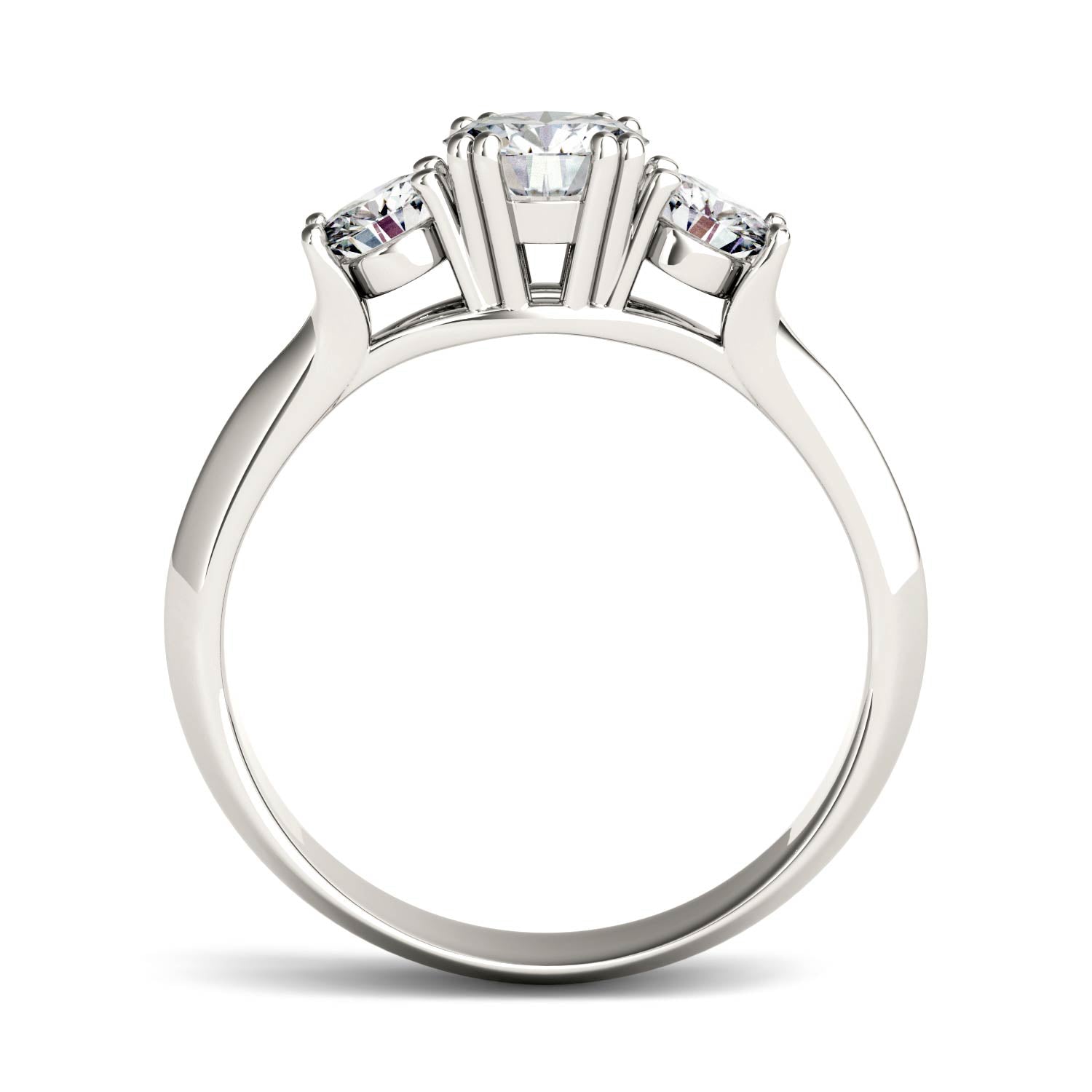 1.06 CTW DEW Round Moissanite Three-Stone Ring in 14K White Gold