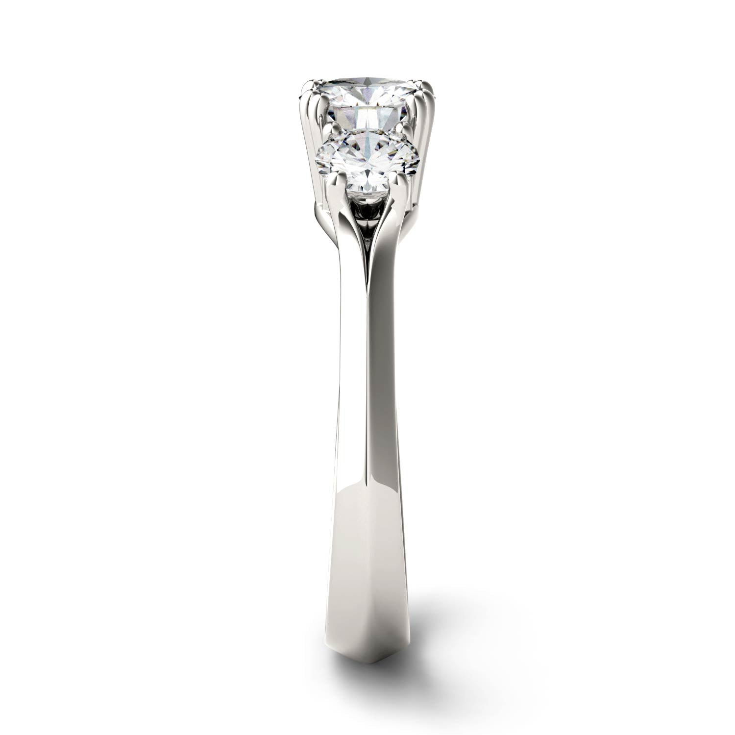 1.06 CTW DEW Round Moissanite Three-Stone Ring in 14K White Gold