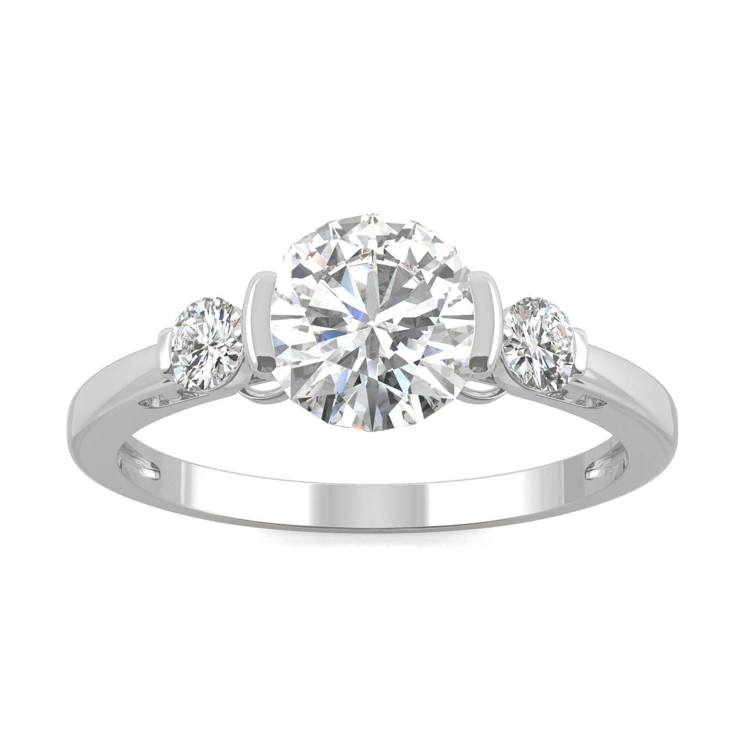 1.40 CTW DEW Round Moissanite Engagement Ring in 14K White Gold