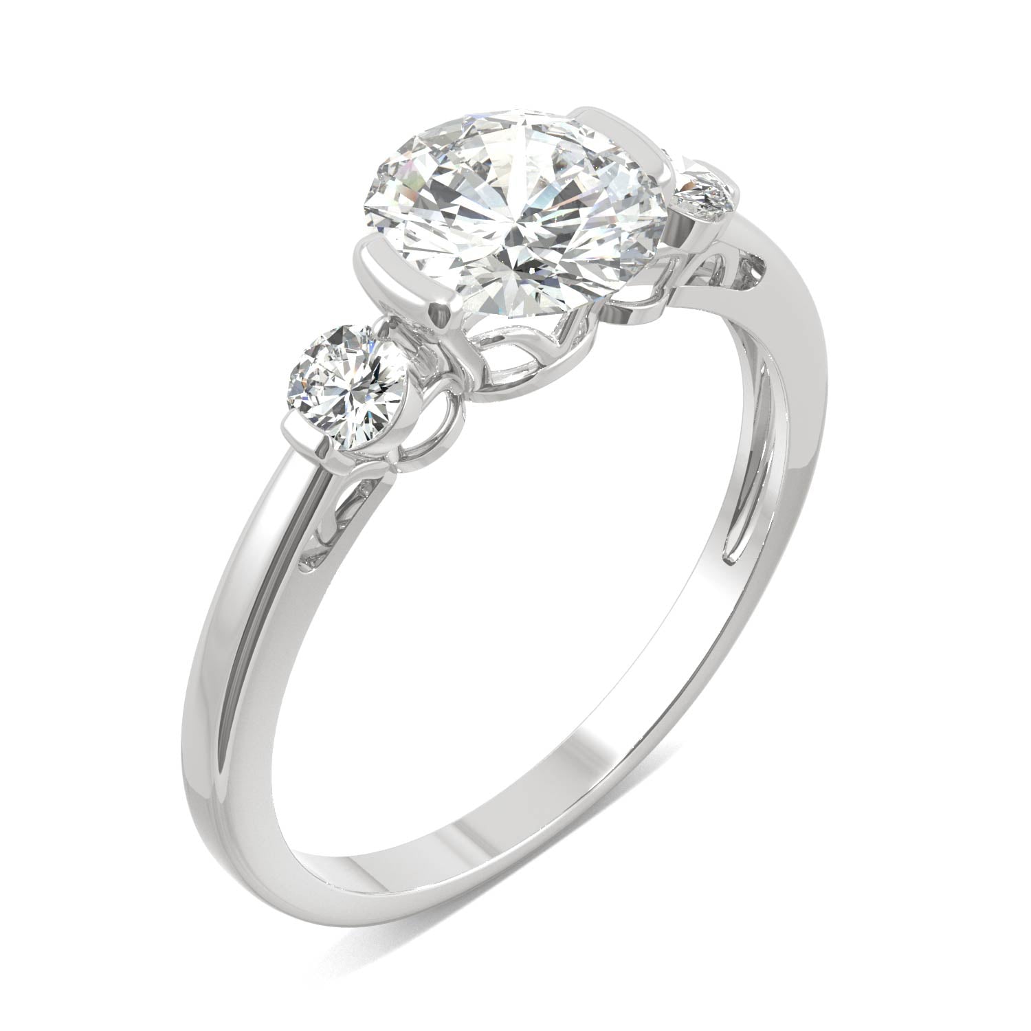 1.40 CTW DEW Round Moissanite Engagement Ring in 14K White Gold
