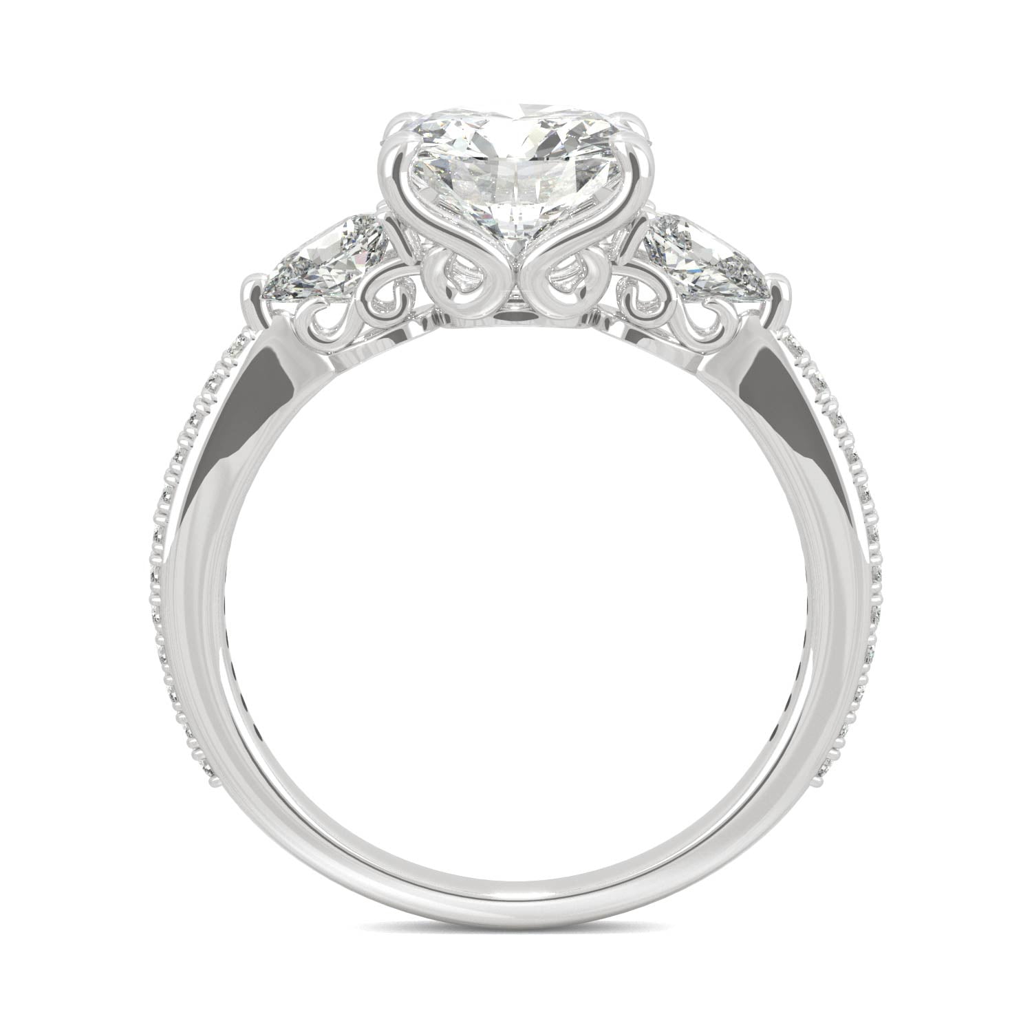 2.50 CTW DEW Round Moissanite Engagement Ring in 14K White Gold