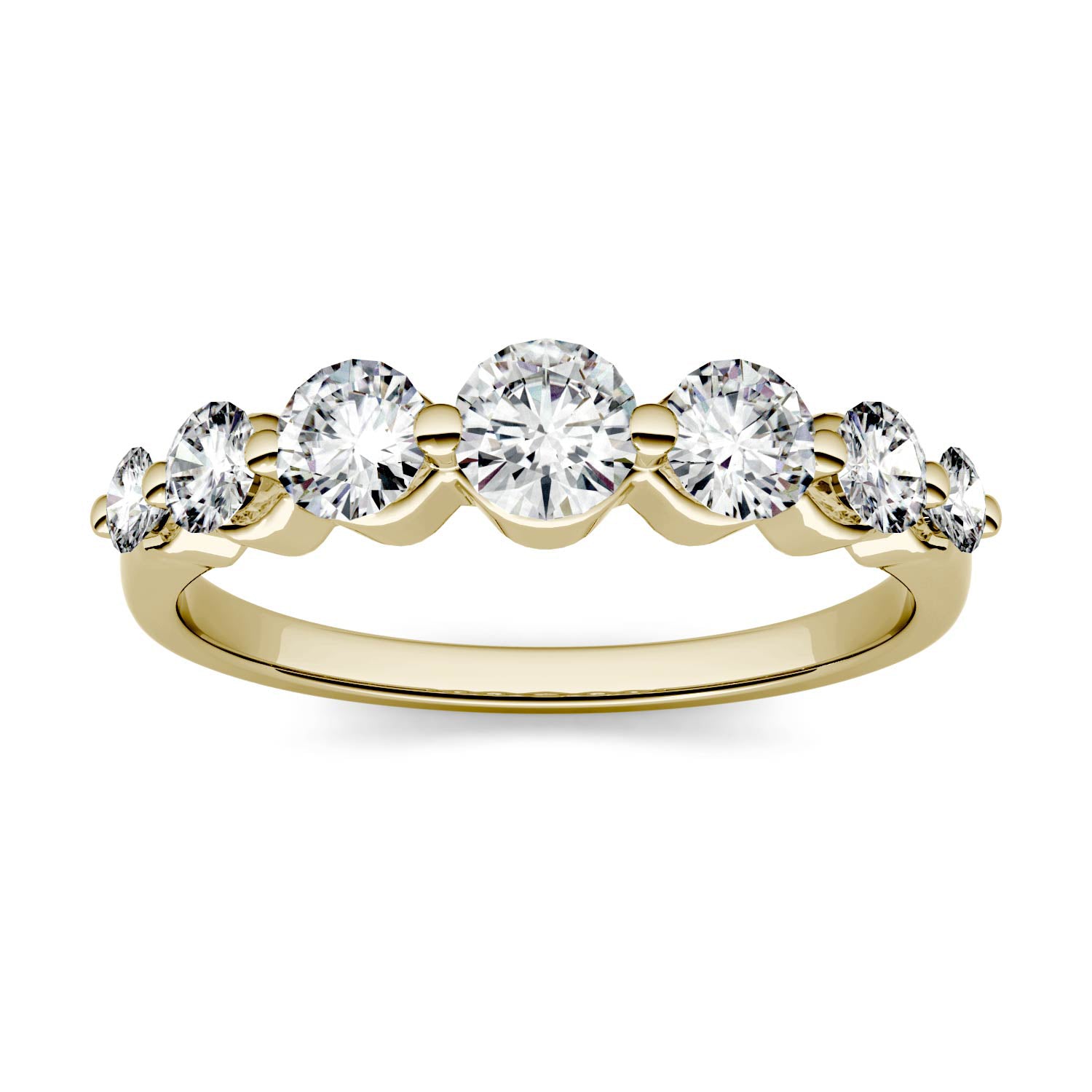 0.87 CTW DEW Round Moissanite Seven-Stone Ring in 14K Yellow Gold