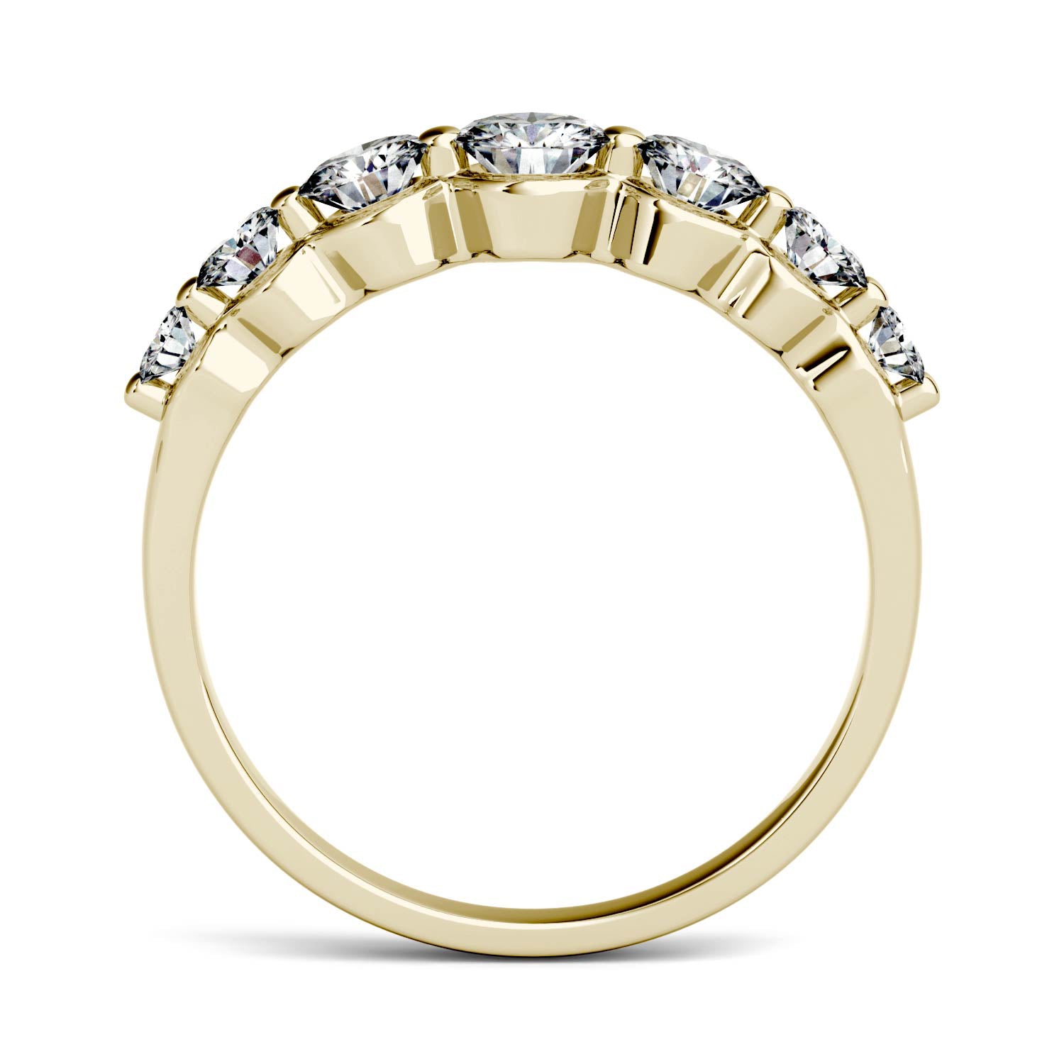 0.87 CTW DEW Round Moissanite Seven-Stone Ring in 14K Yellow Gold