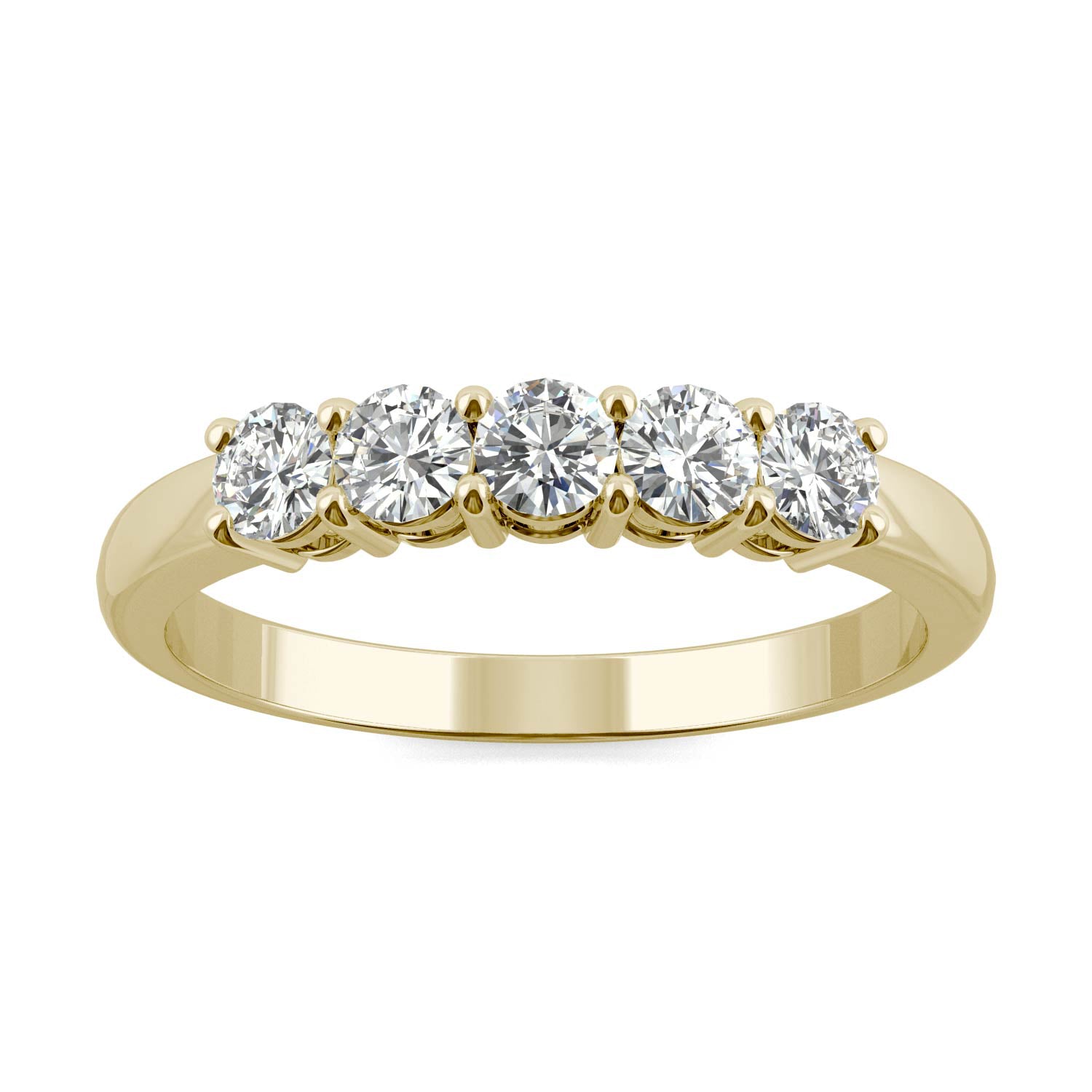 0.50 CTW DEW Round Moissanite Five-Stone Ring in 14K Yellow Gold