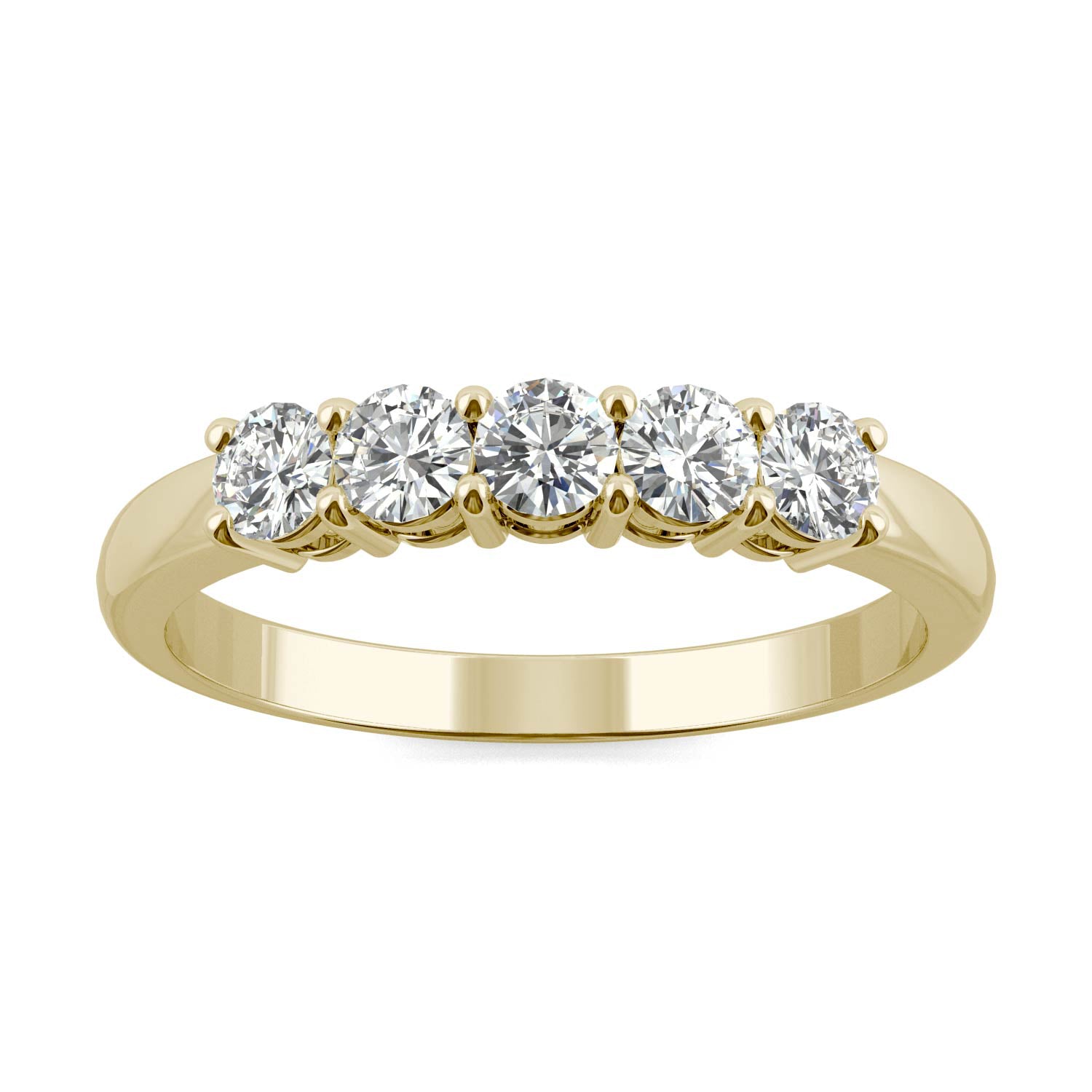 0.50 CTW DEW Round Moissanite Five Stone Ring in 14K Yellow Gold