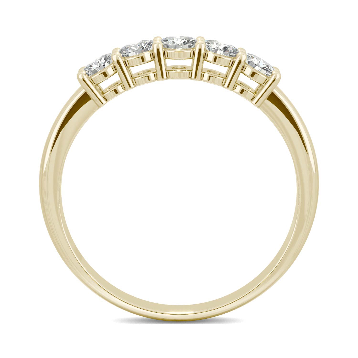0.50 CTW DEW Round Moissanite Five-Stone Ring in 14K Yellow Gold