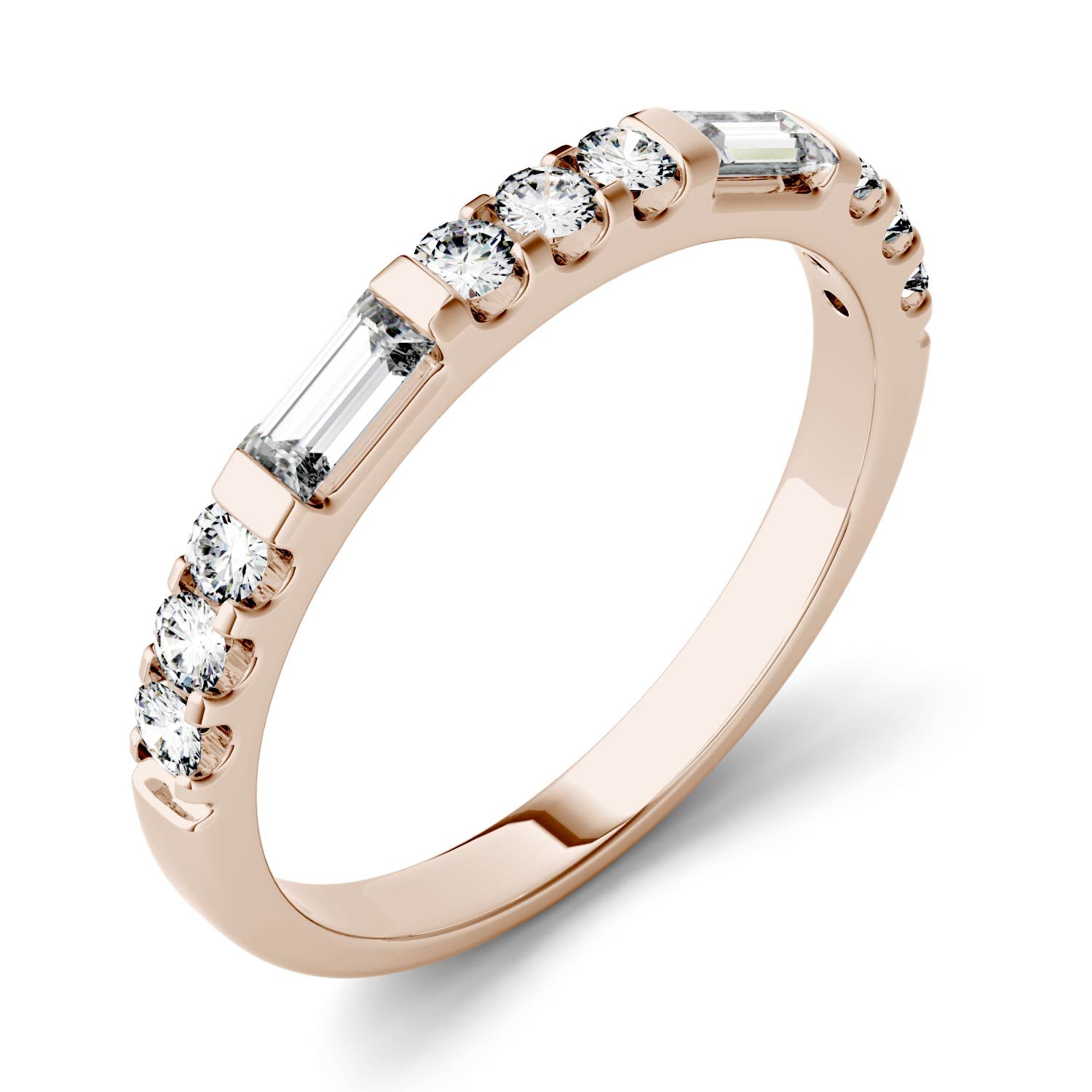 0.50 CTW DEW Straight Baguette Moissanite Stackable Ring in 14K Rose Gold