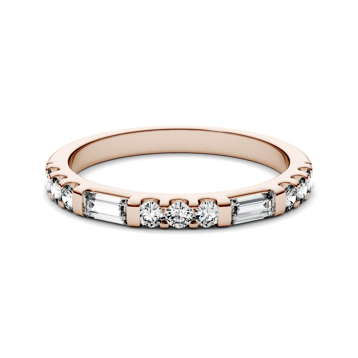 0.50 CTW DEW Straight Baguette Moissanite Stackable Ring in 14K Rose Gold