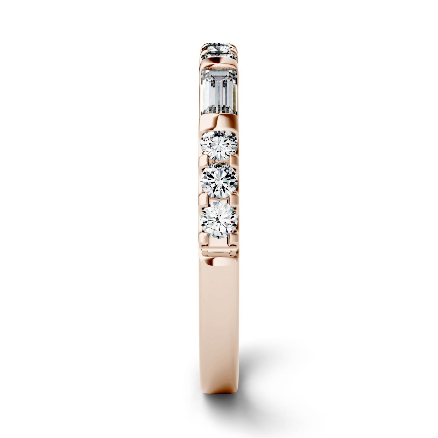 0.50 CTW DEW Straight Baguette Moissanite Stackable Ring in 14K Rose Gold