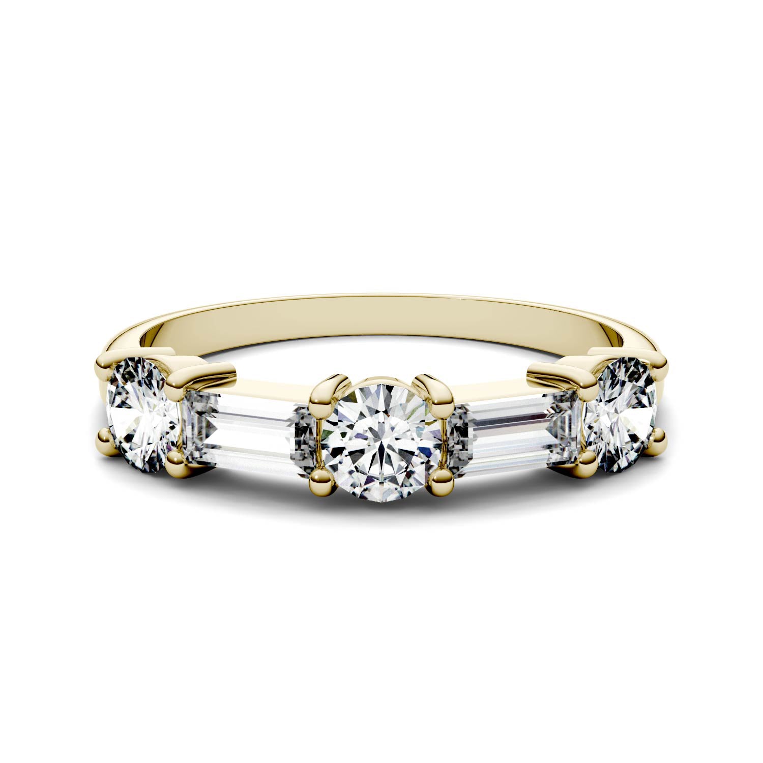 1.15 CTW DEW Straight Baguette Moissanite Stackable Ring in 14K Yellow Gold