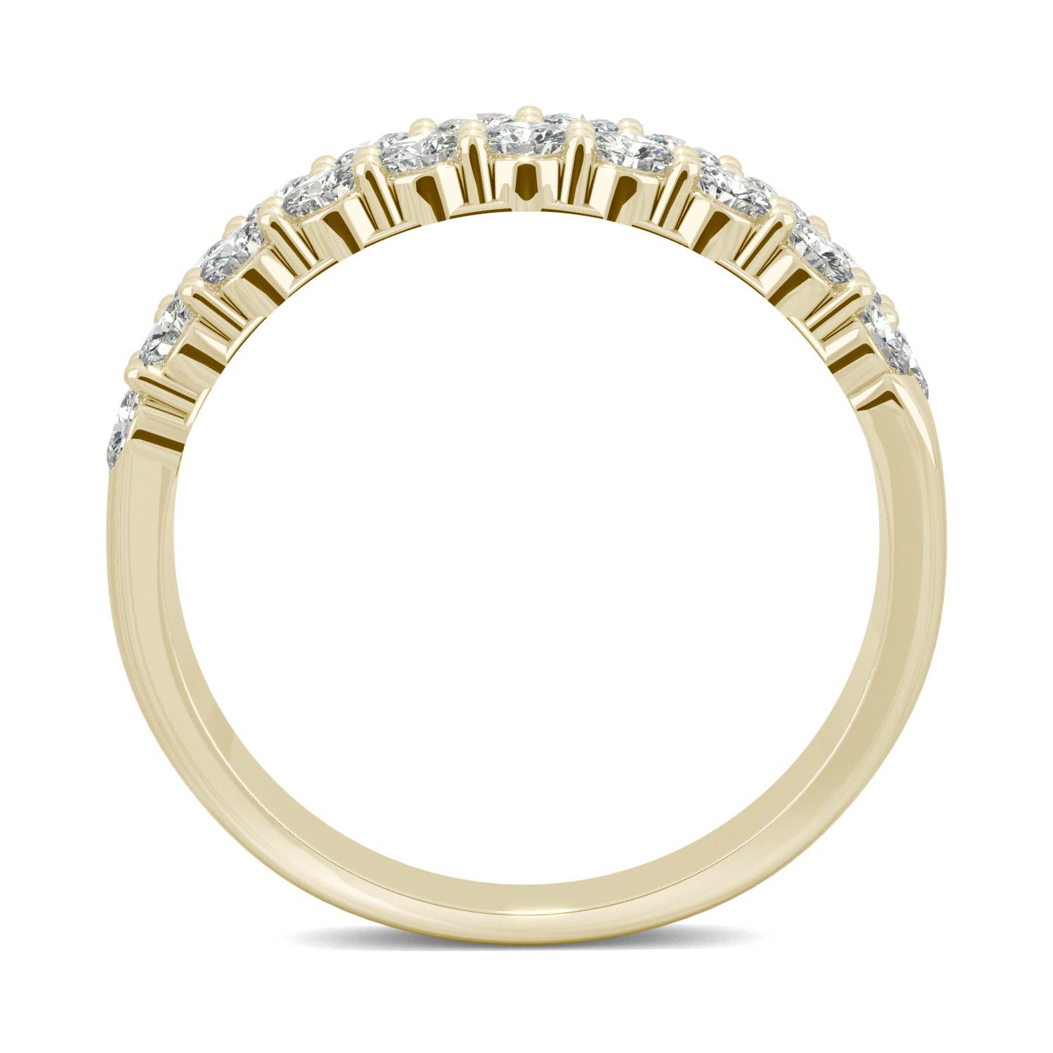 1.00 CTW DEW Round Moissanite Two Row Ring in 14K Yellow Gold