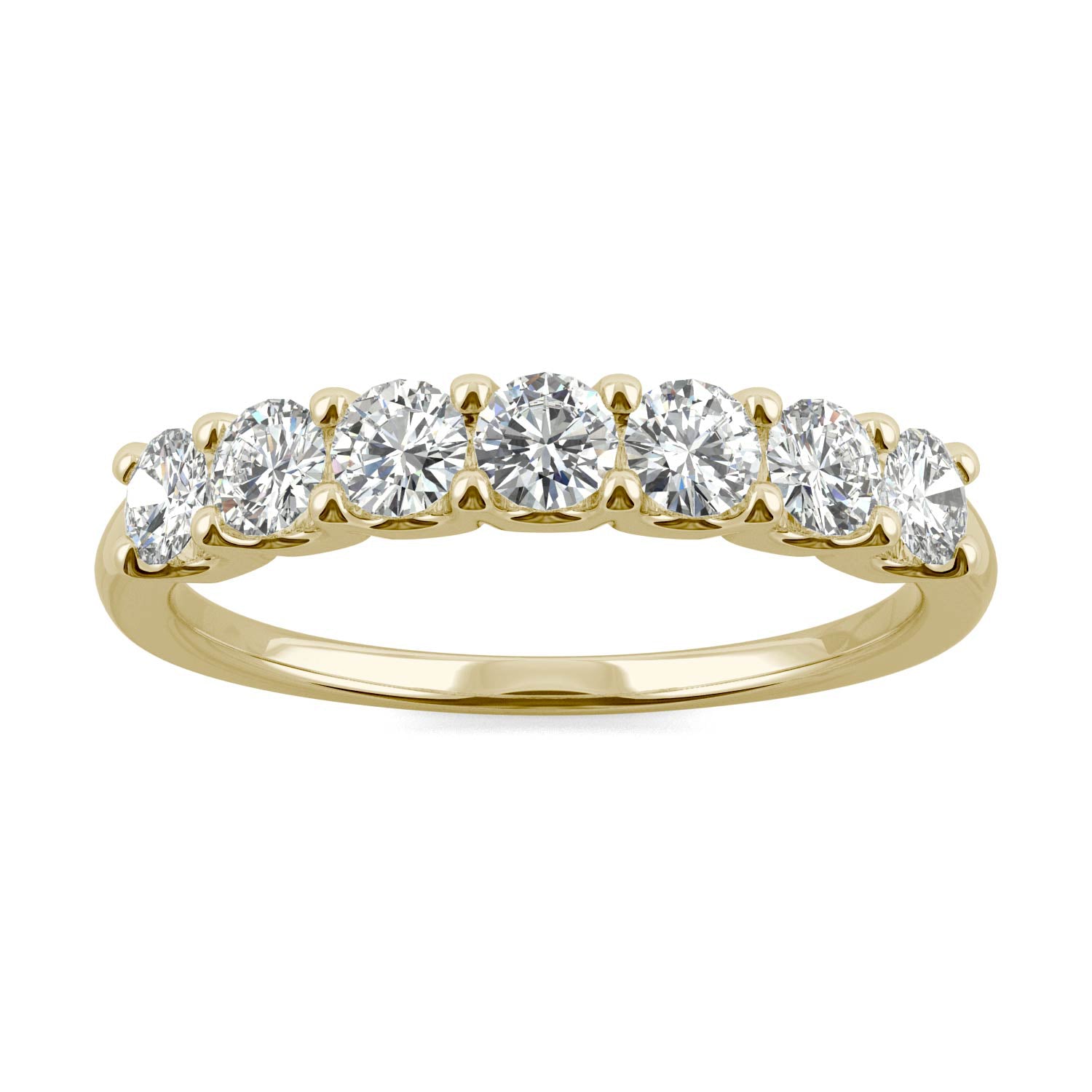 0.70 CTW DEW Round Moissanite Anniversary Band in 14K Yellow Gold