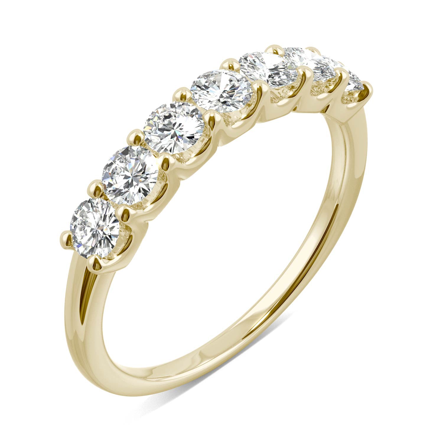 0.70 CTW DEW Round Moissanite Anniversary Band in 14K Yellow Gold