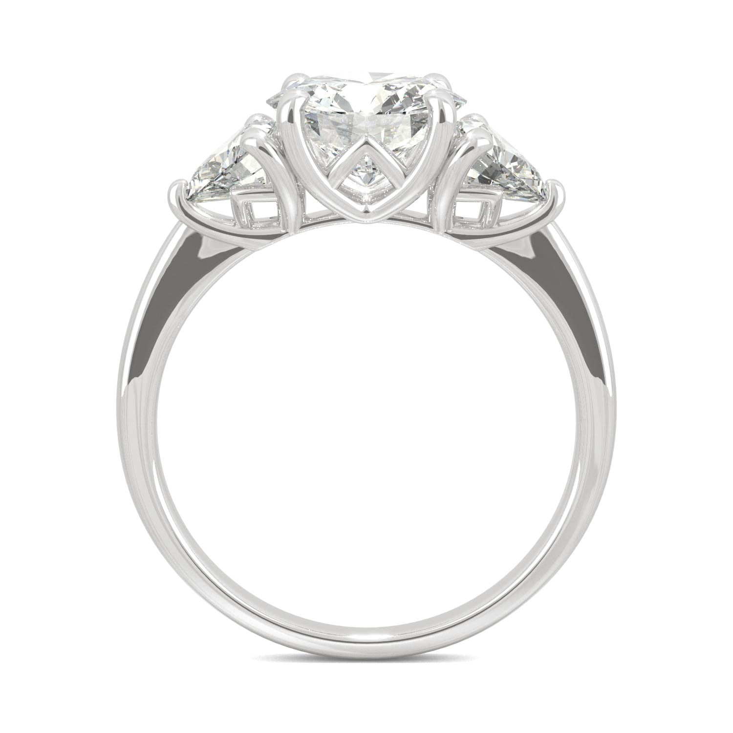 2.70 CTW DEW Round Moissanite Three-Stone Ring in 14K White Gold