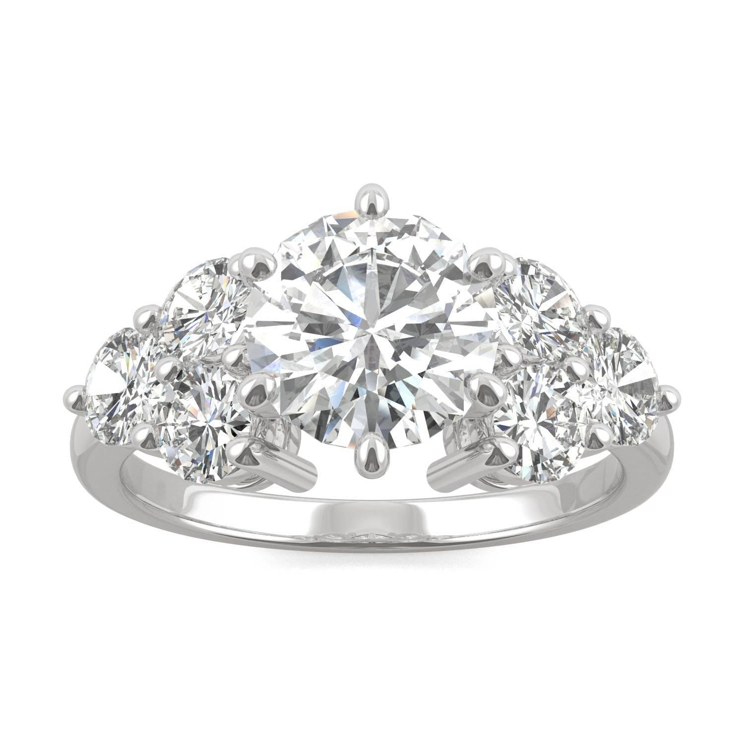 3.28 CTW DEW Round Moissanite Engagement Ring in 14K White Gold
