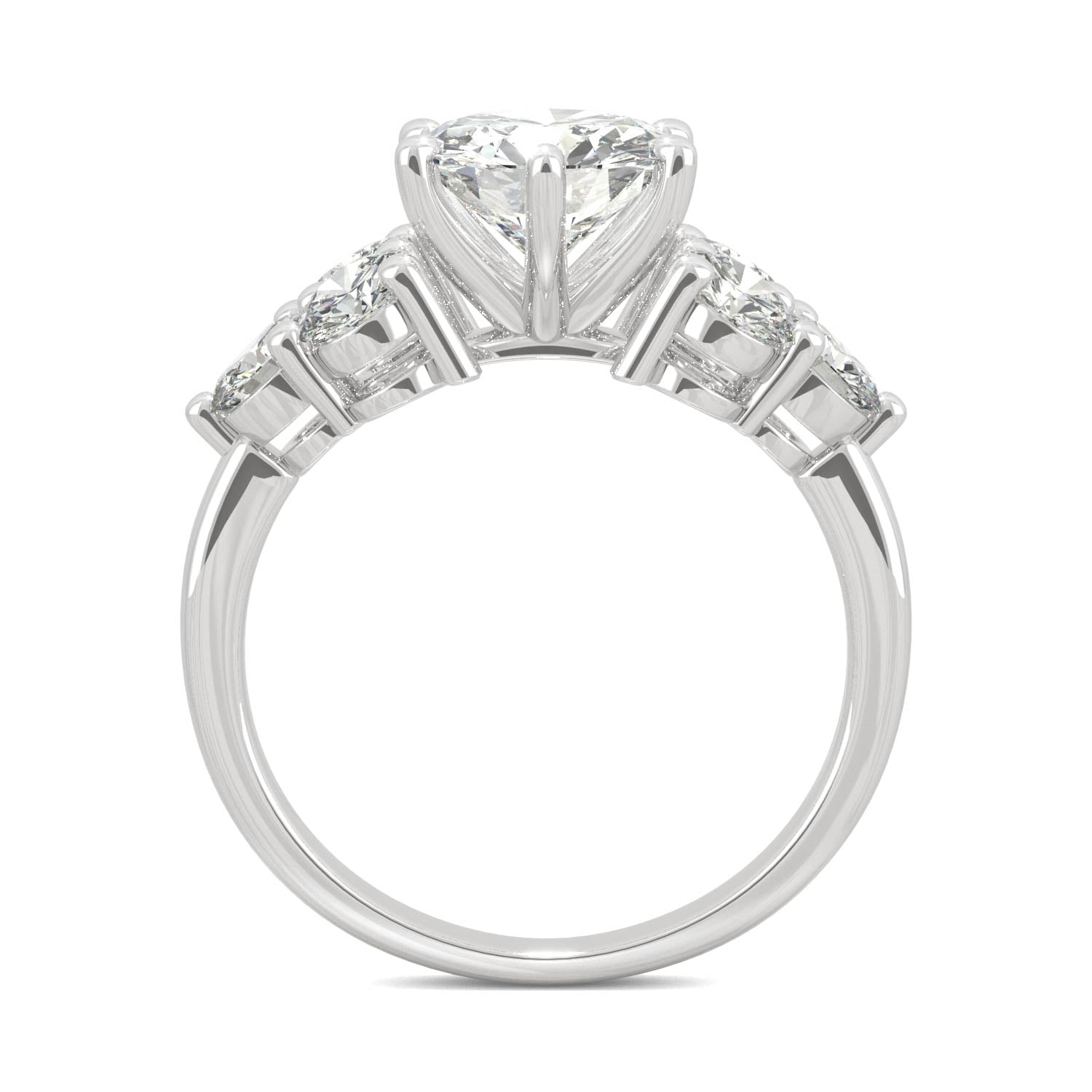 3.28 CTW DEW Round Moissanite Engagement Ring in 14K White Gold