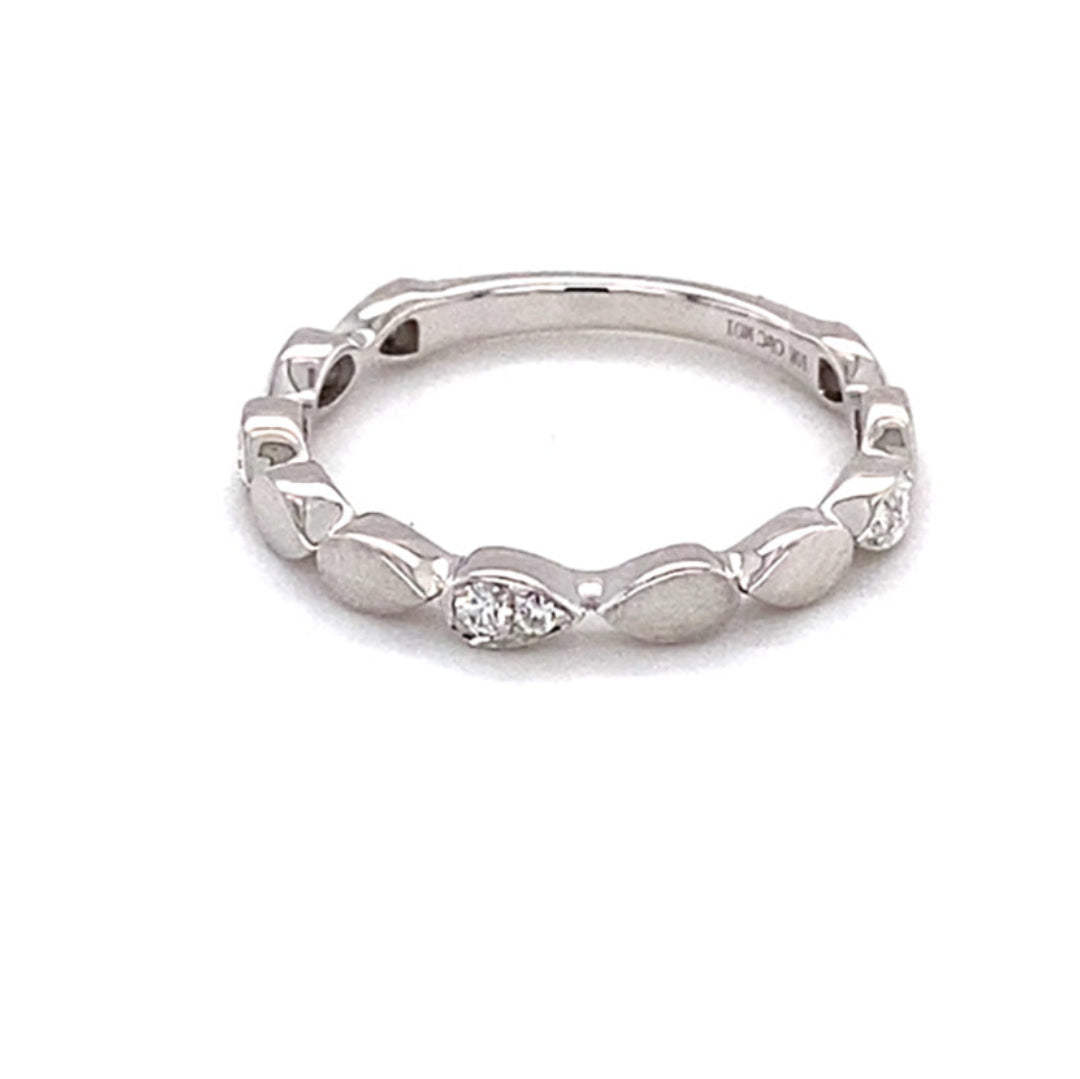 0.10 CTW DEW Round Near-Colorless Moissanite Band in 10K White Gold