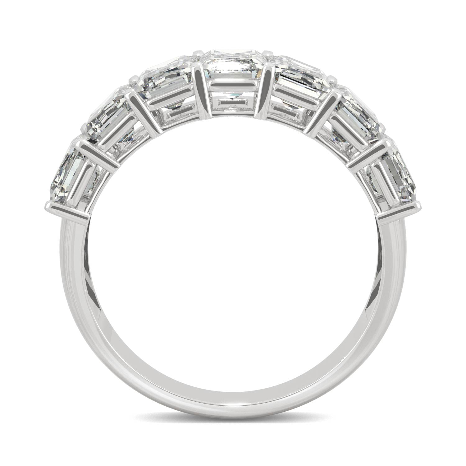 4.06 CTW DEW Emerald Moissanite Seven-Stone Anniversary Band in 14K White Gold