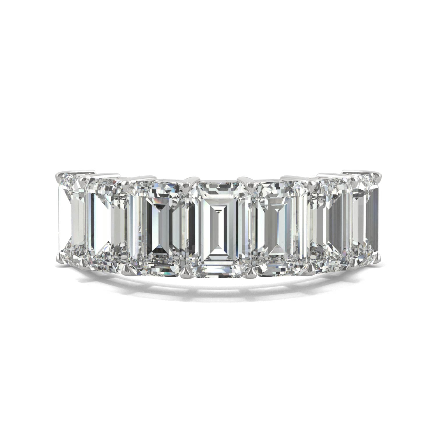 4.06 CTW DEW Emerald Moissanite Seven-Stone Anniversary Band in 14K White Gold