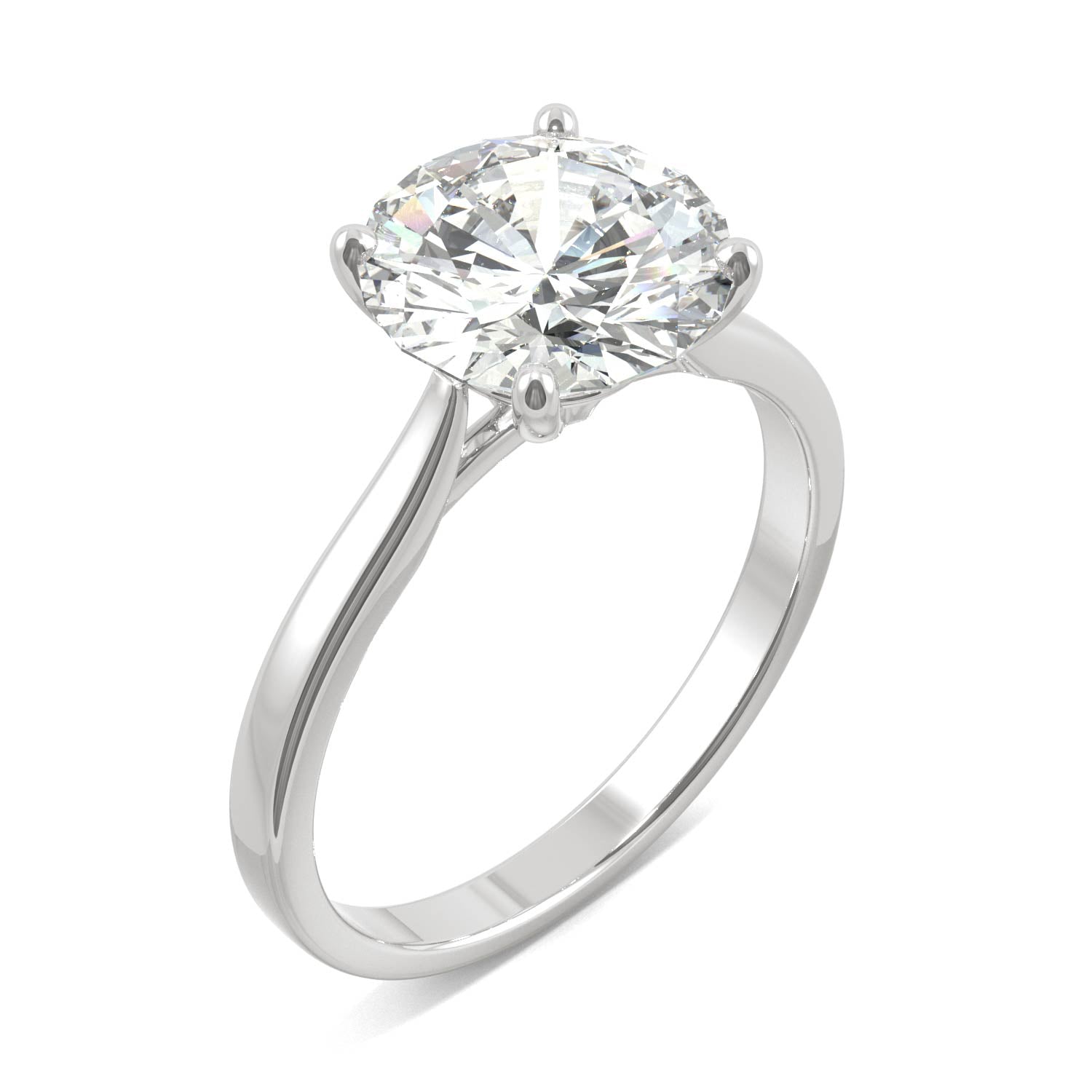 2.70 CTW DEW Round Moissanite Solitaire Ring in 14K White Gold