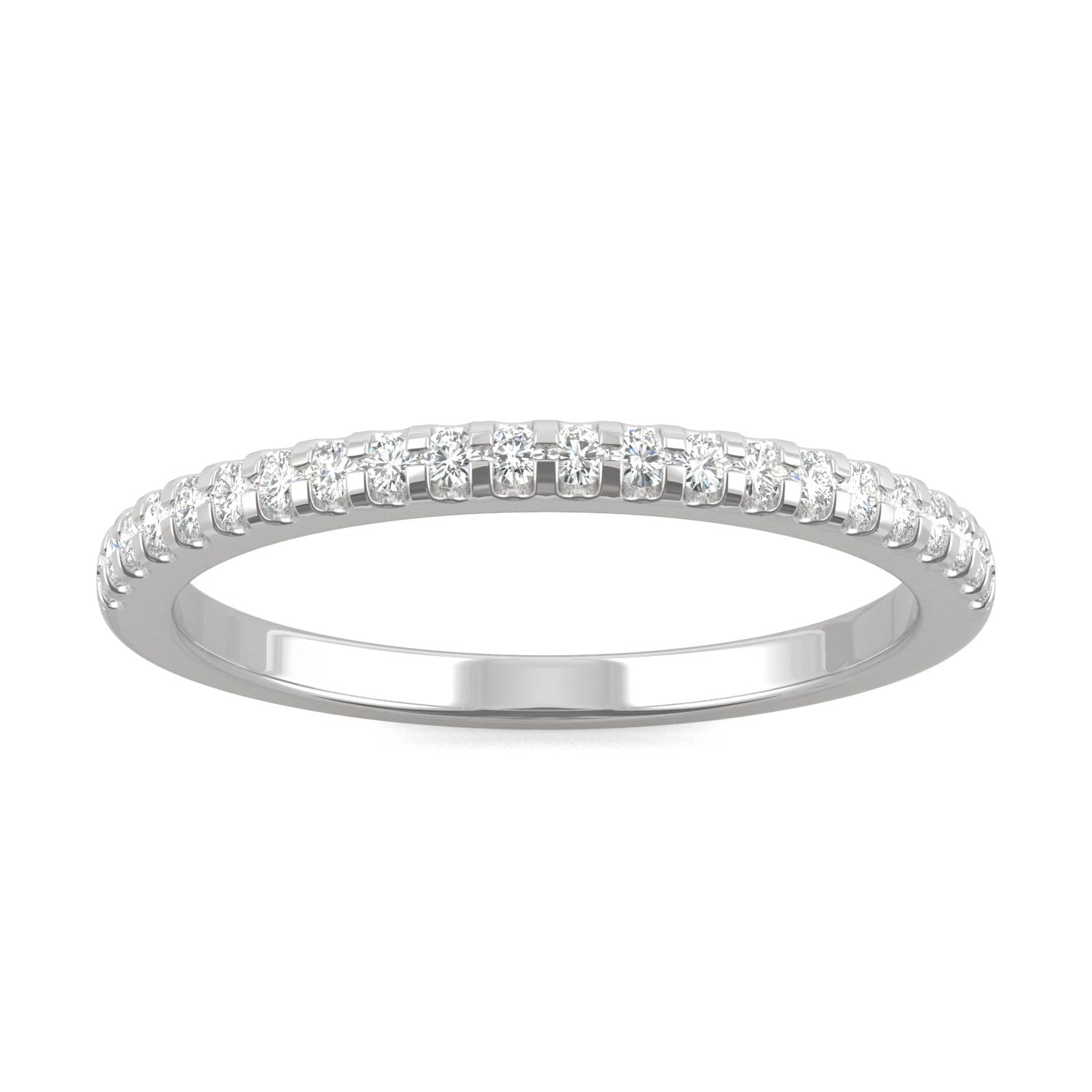 0.22 CTW DEW Round Moissanite Wedding Band in 14K White Gold