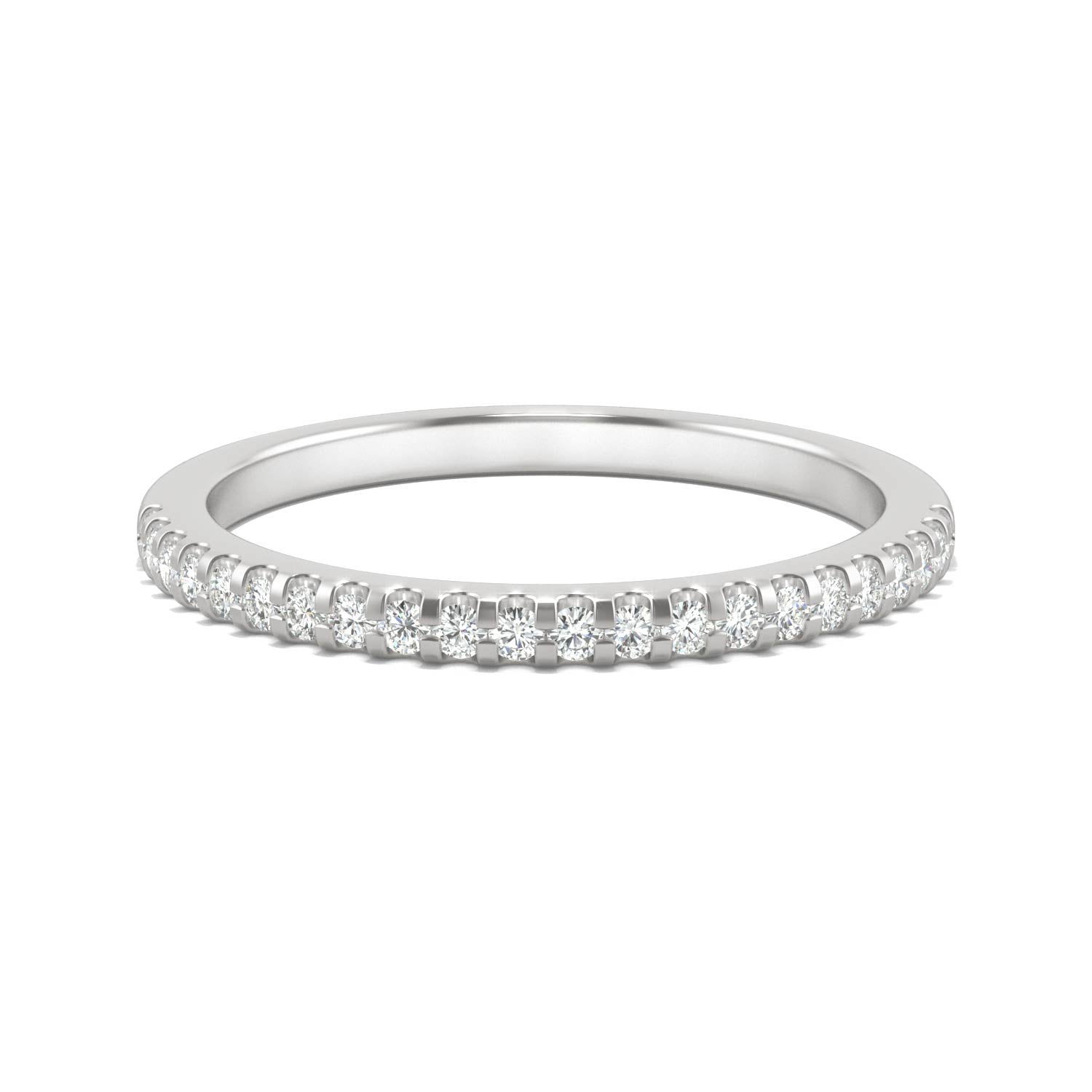 0.22 CTW DEW Round Moissanite Wedding Band in 14K White Gold