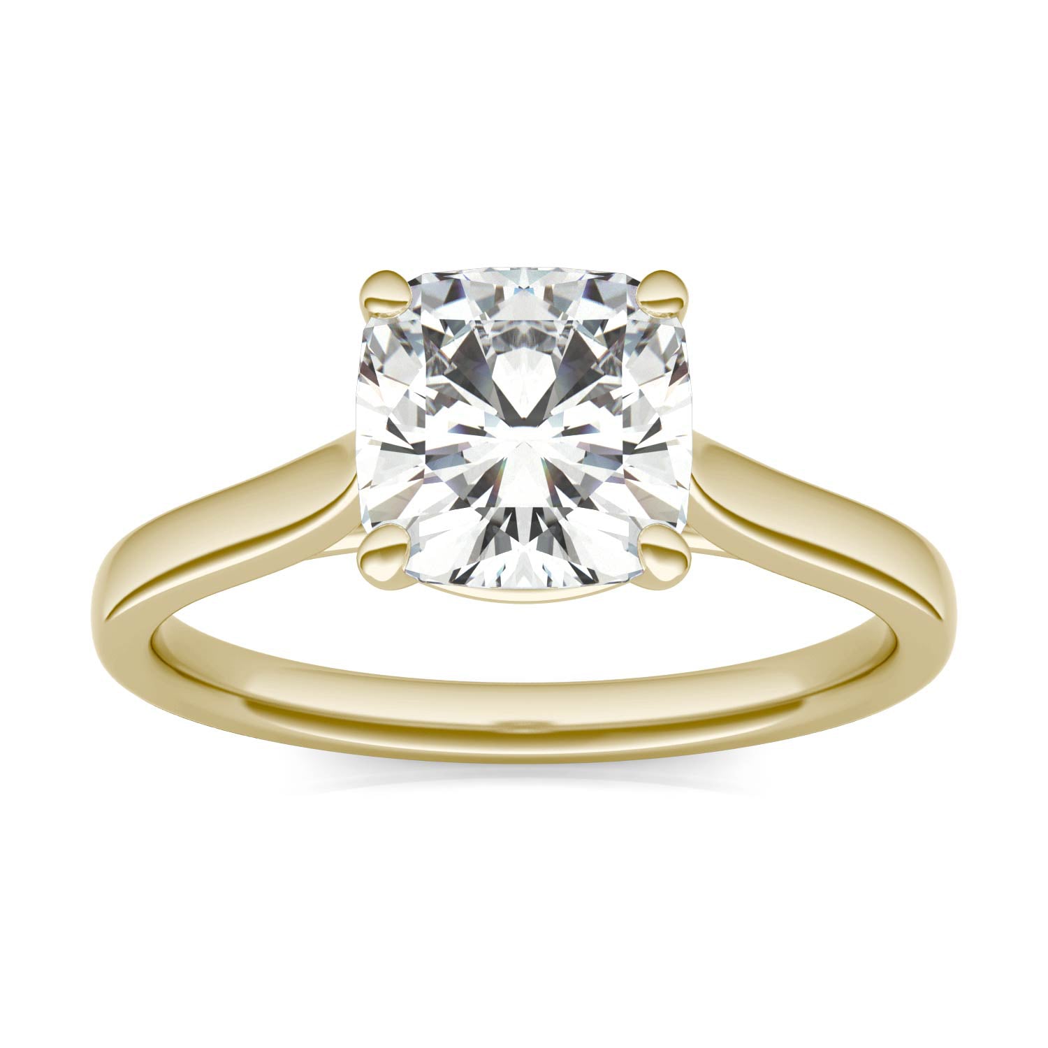 CTW DEW Cushion Moissanite Solitaire Engagement Ring in 14K Yello