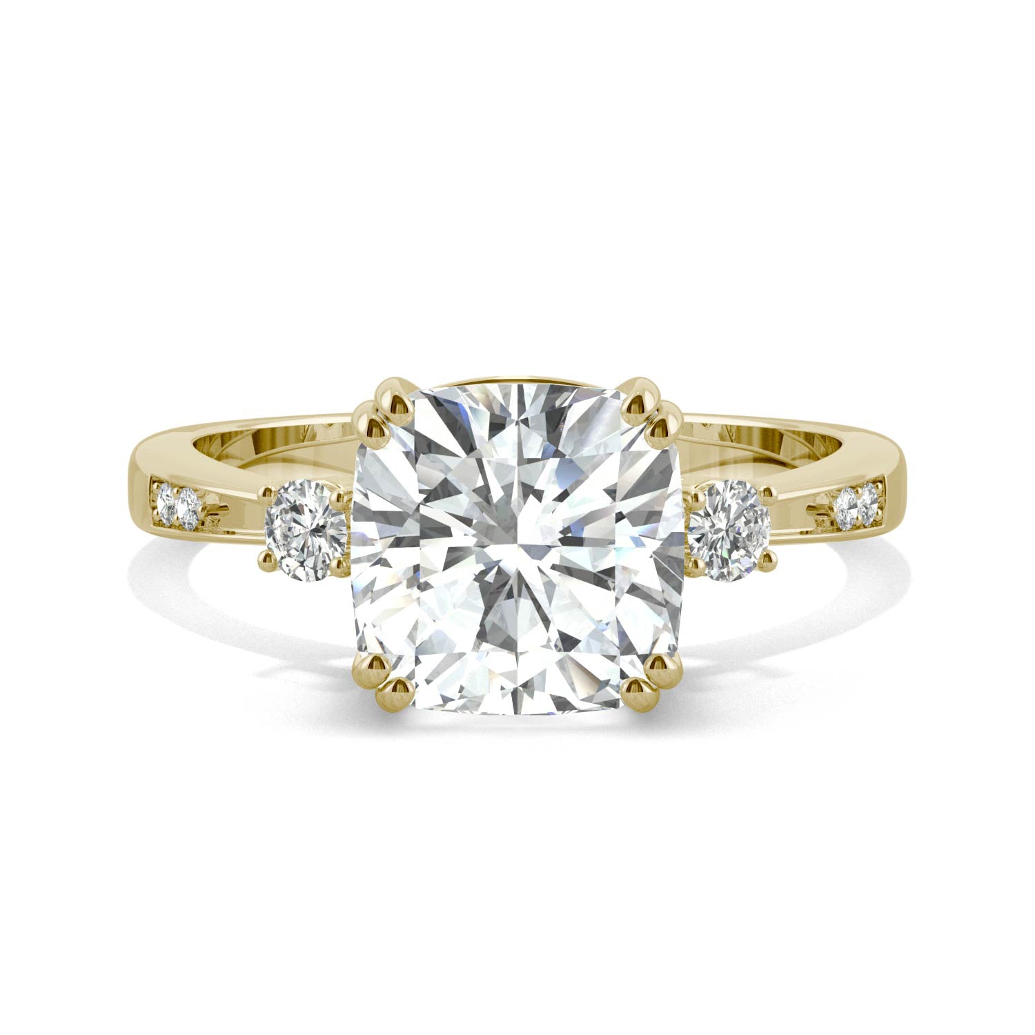 2.54 CTW DEW Cushion Moissanite Seven-Stone Ring in 14K Yellow Gold