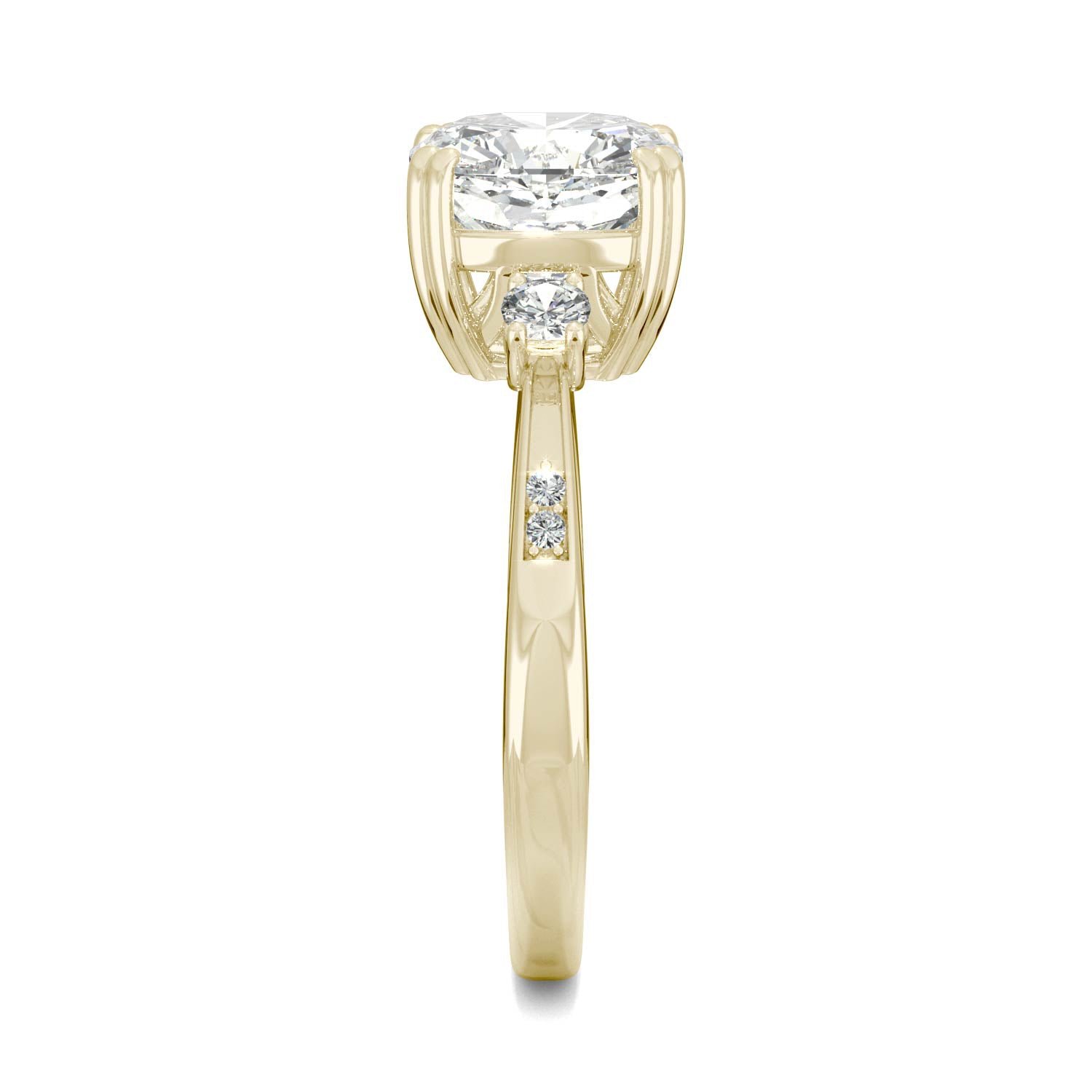 2.54 CTW DEW Cushion Moissanite Seven-Stone Ring in 14K Yellow Gold