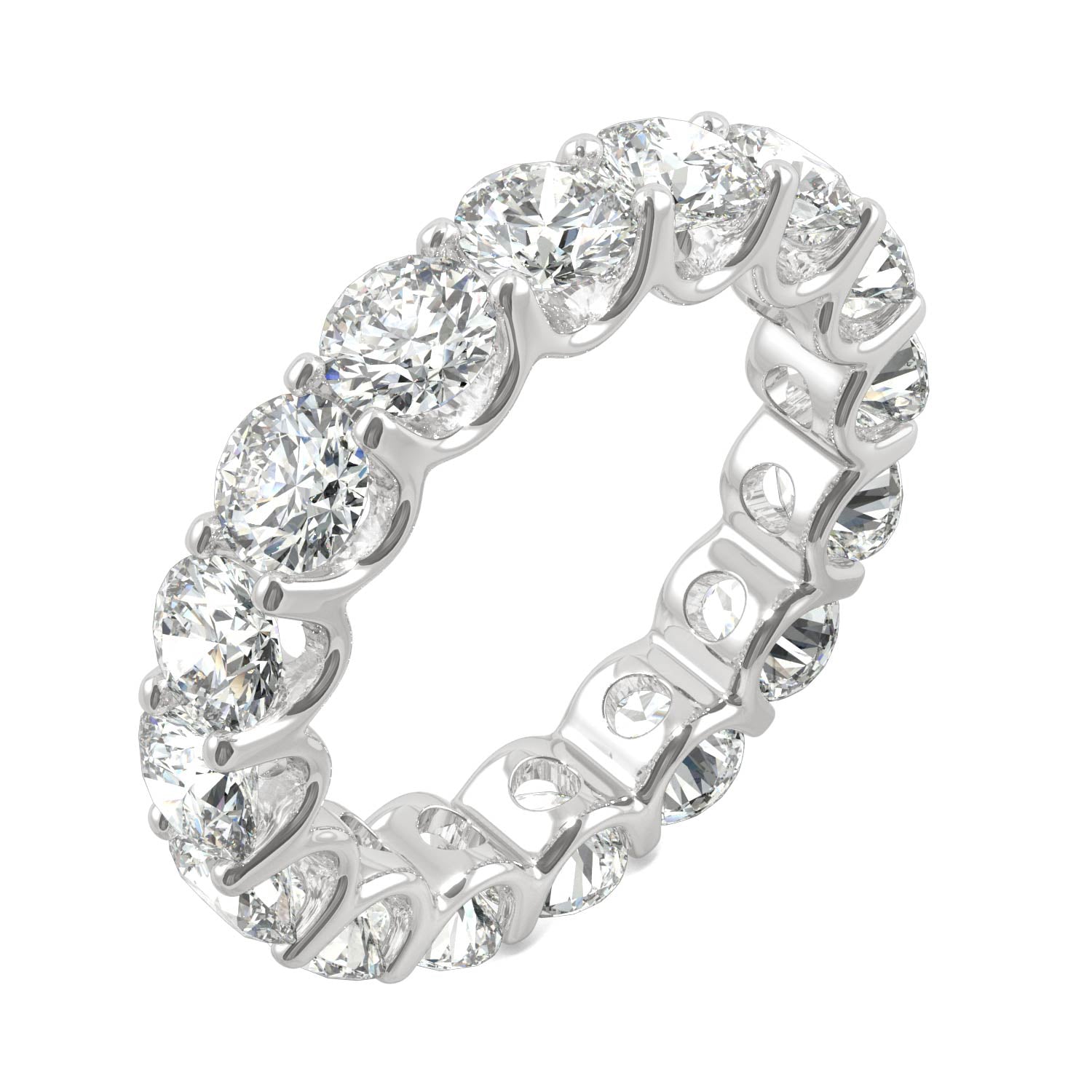 5.28 CTW DEW Round Moissanite Eternity Band in 14K White Gold