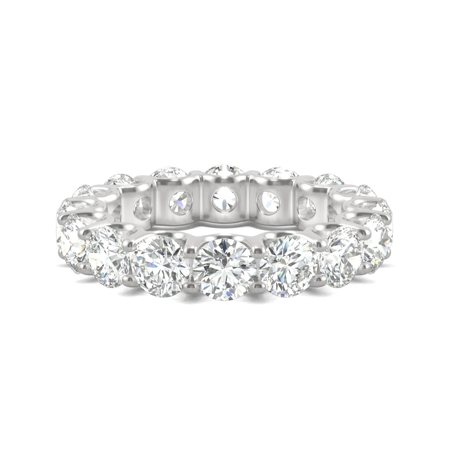 5.28 CTW DEW Round Moissanite Eternity Band in 14K White Gold