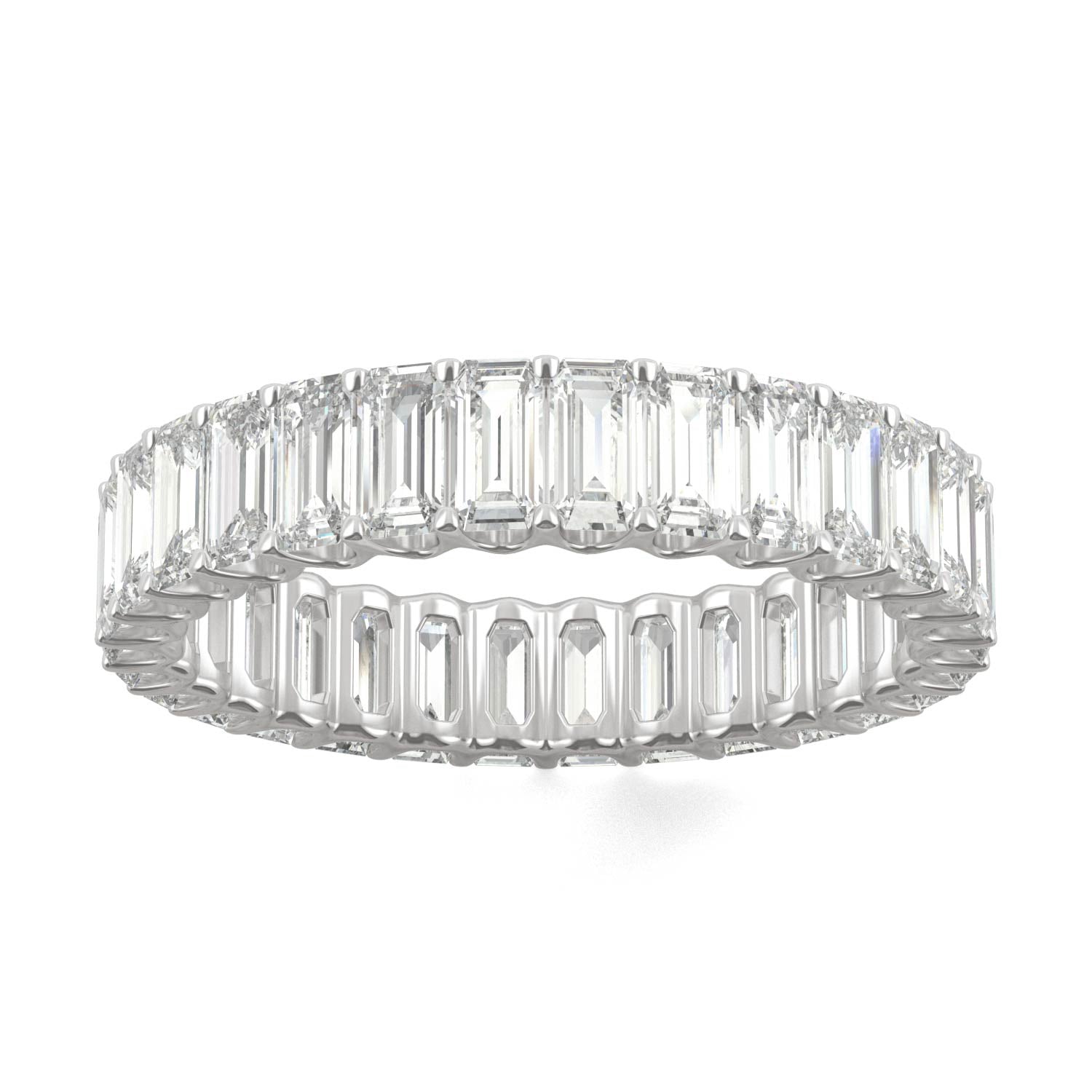 3.00 CTW DEW Emerald Moissanite Eternity Band in 14K White Gold