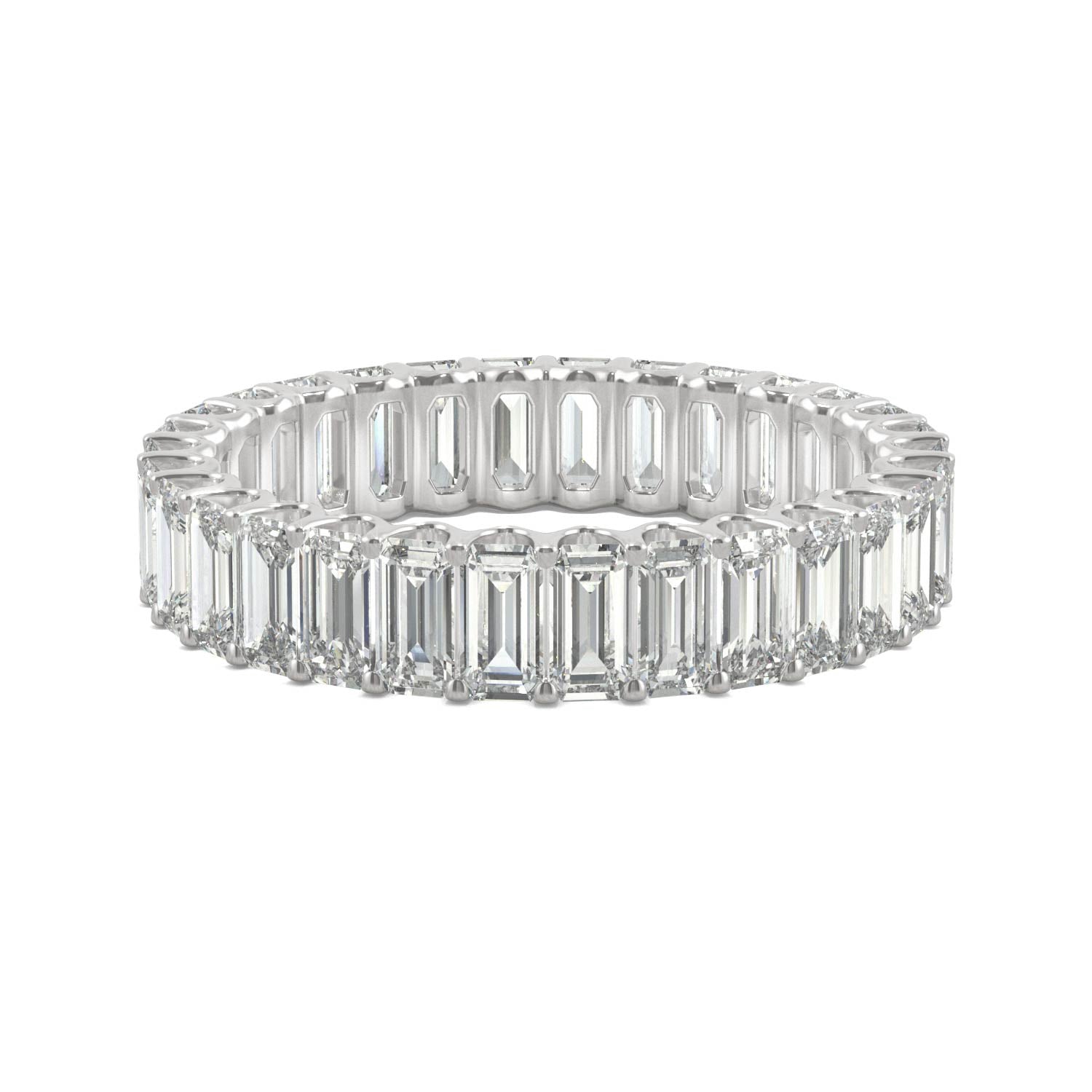 3.00 CTW DEW Emerald Moissanite Eternity Band in 14K White Gold