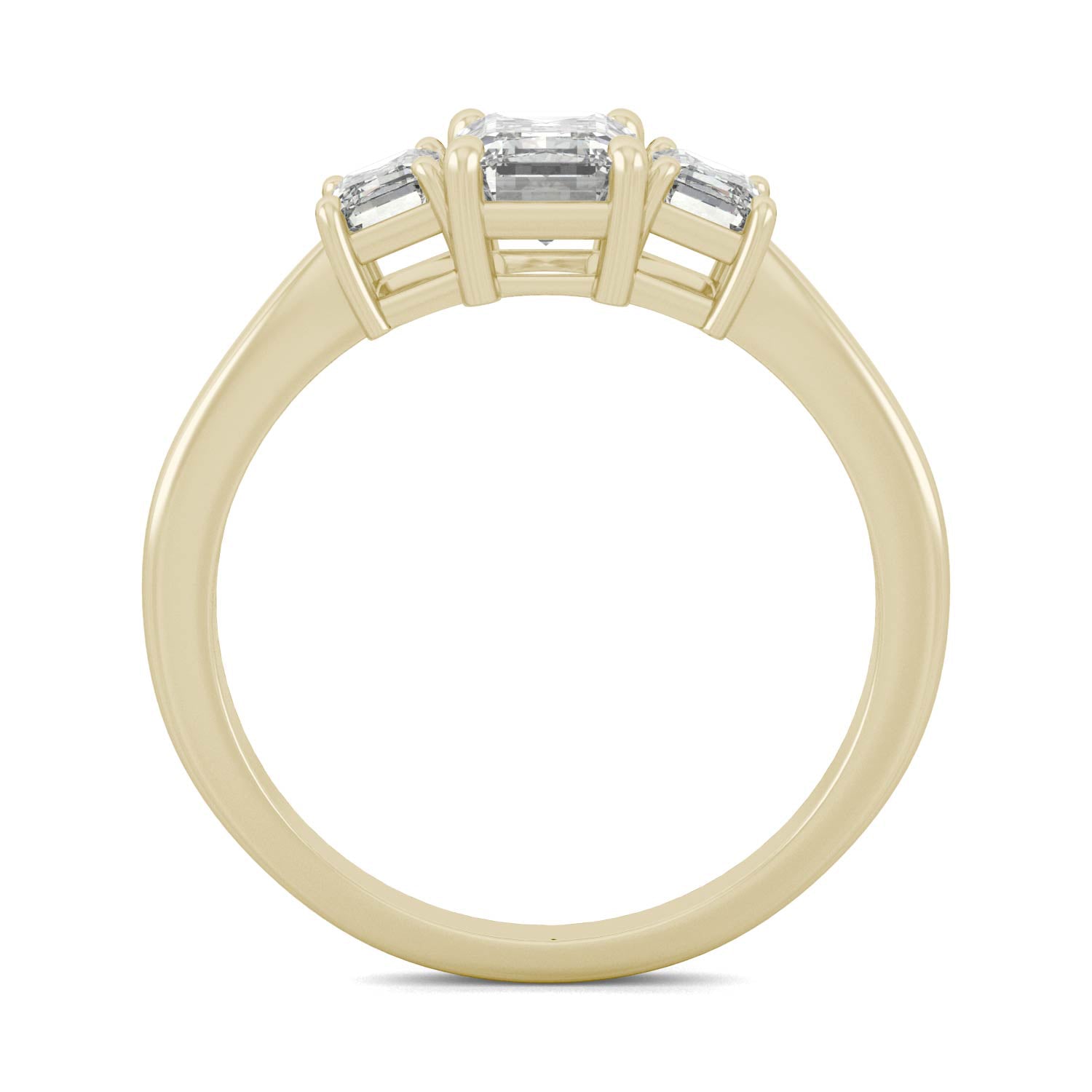 1.55 CTW DEW Emerald Moissanite Basket Ring in 14K Yellow Gold