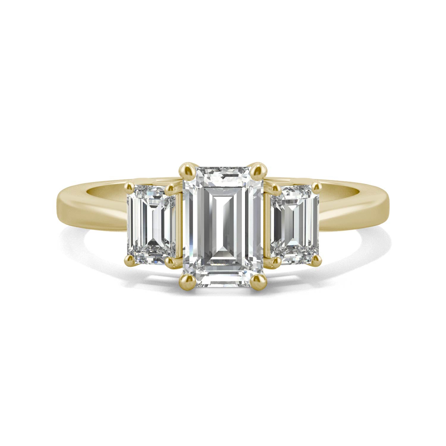 1.55 CTW DEW Emerald Moissanite Basket Ring in 14K Yellow Gold
