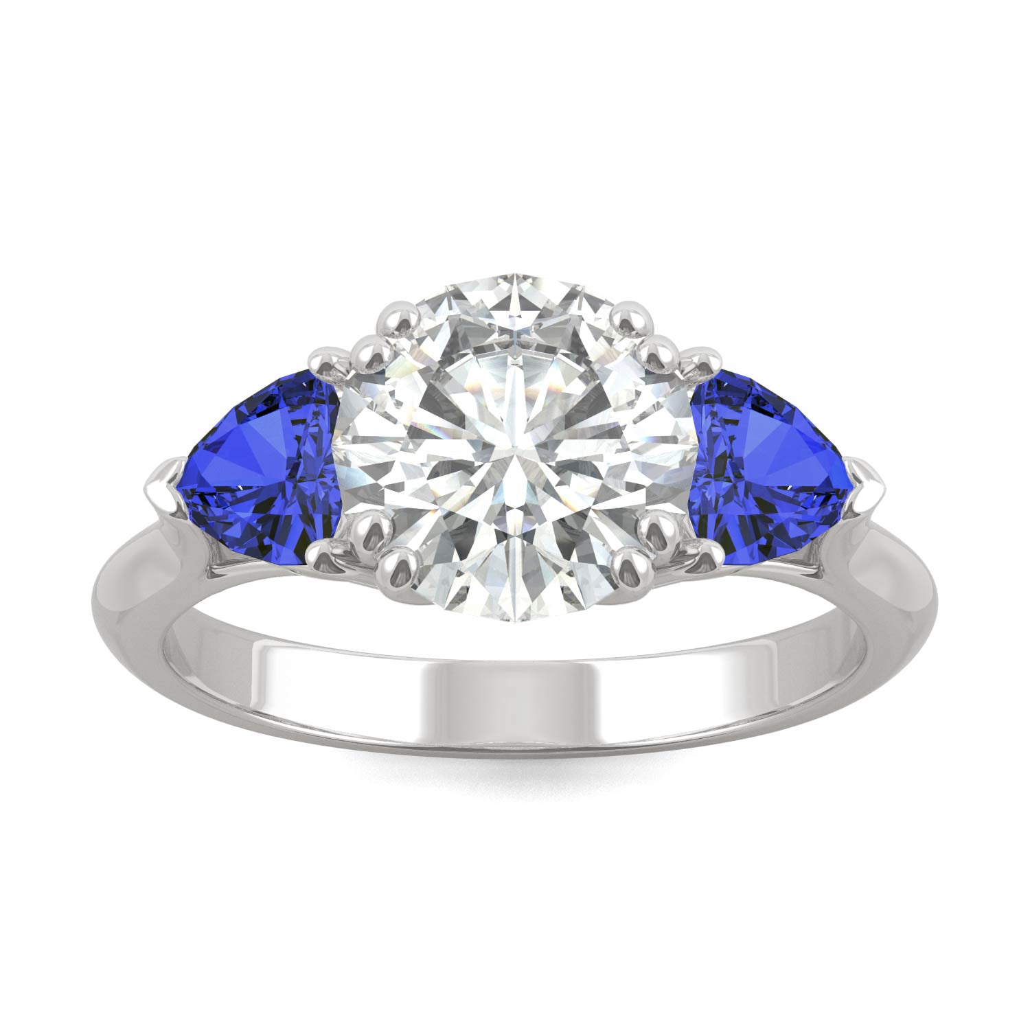 3.00 CTW DEW Round Moissanite Engagement Ring in 14K White Gold