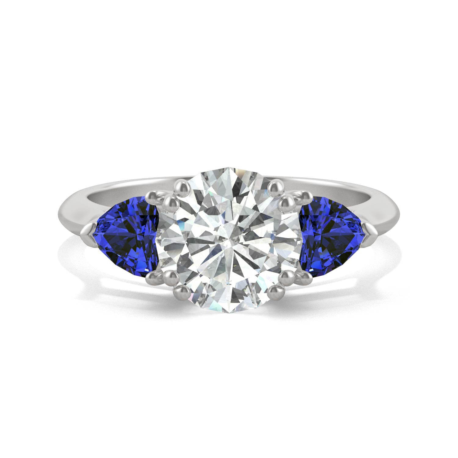 3.00 CTW DEW Round Moissanite Engagement Ring in 14K White Gold