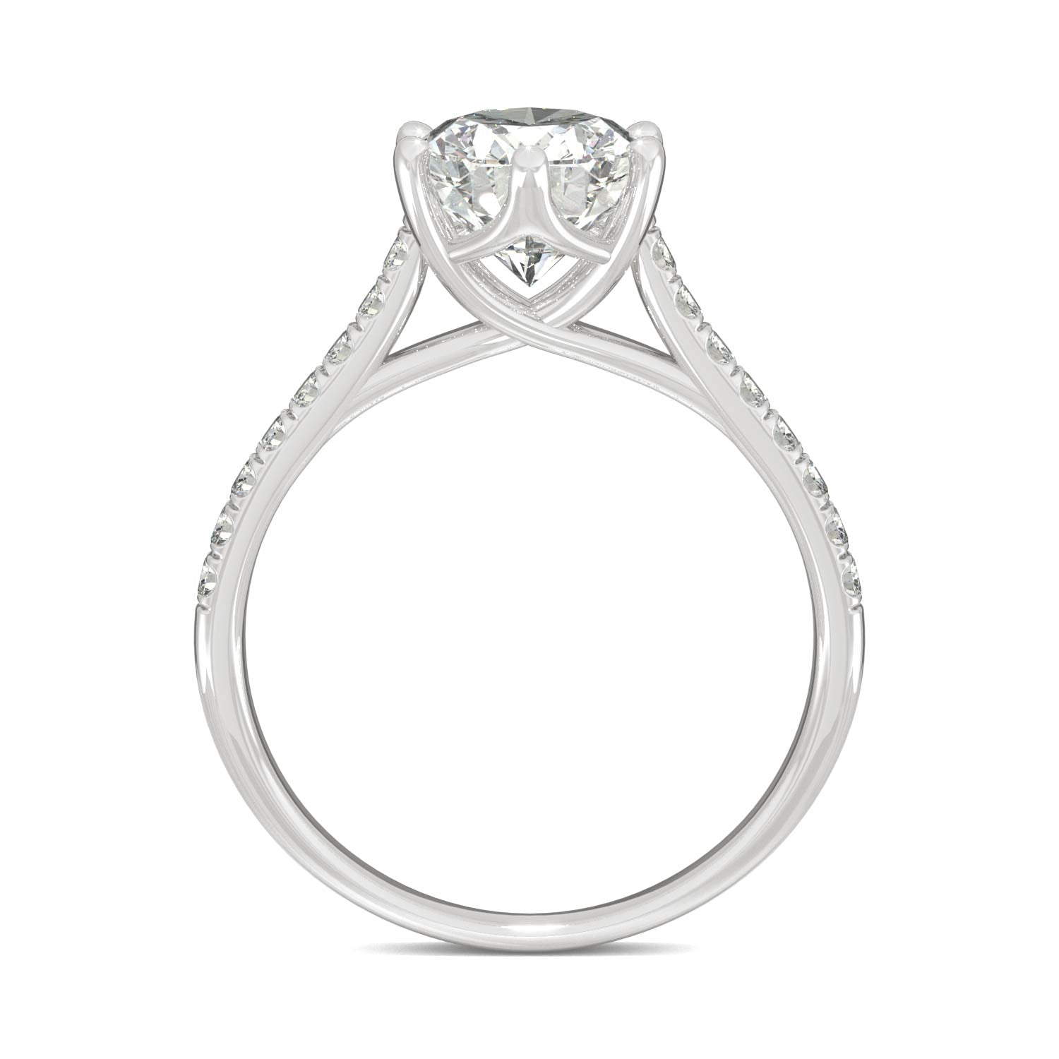 2.34 CTW DEW Oval Moissanite Engagement Ring in 14K White Gold