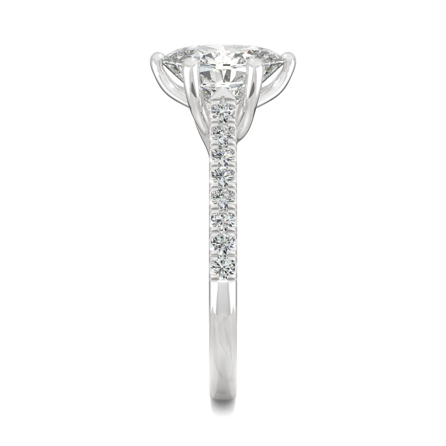 2.34 CTW DEW Oval Moissanite Engagement Ring in 14K White Gold
