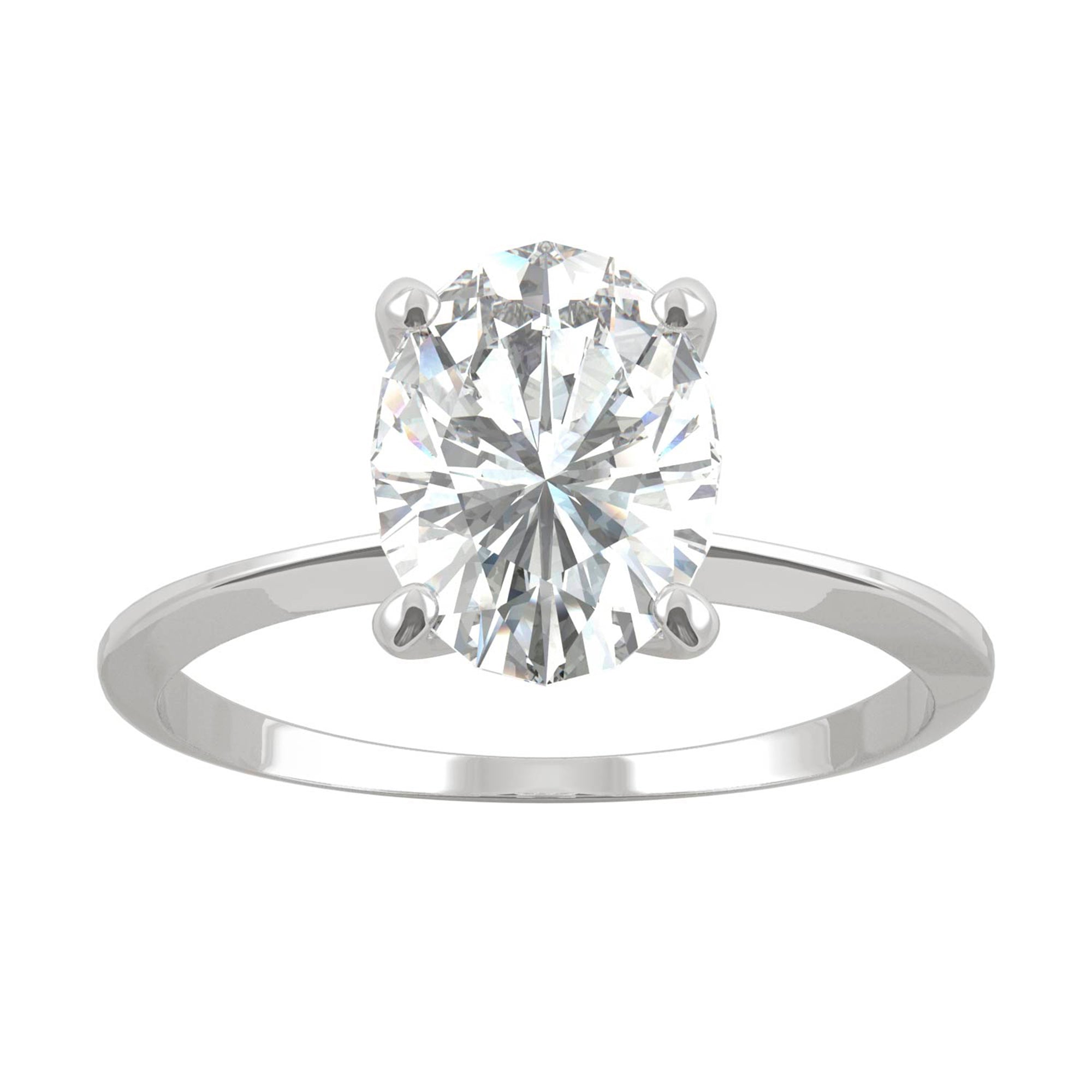 2.10 CTW DEW Oval Moissanite Solitaire Engagement Ring in 14K White Gold