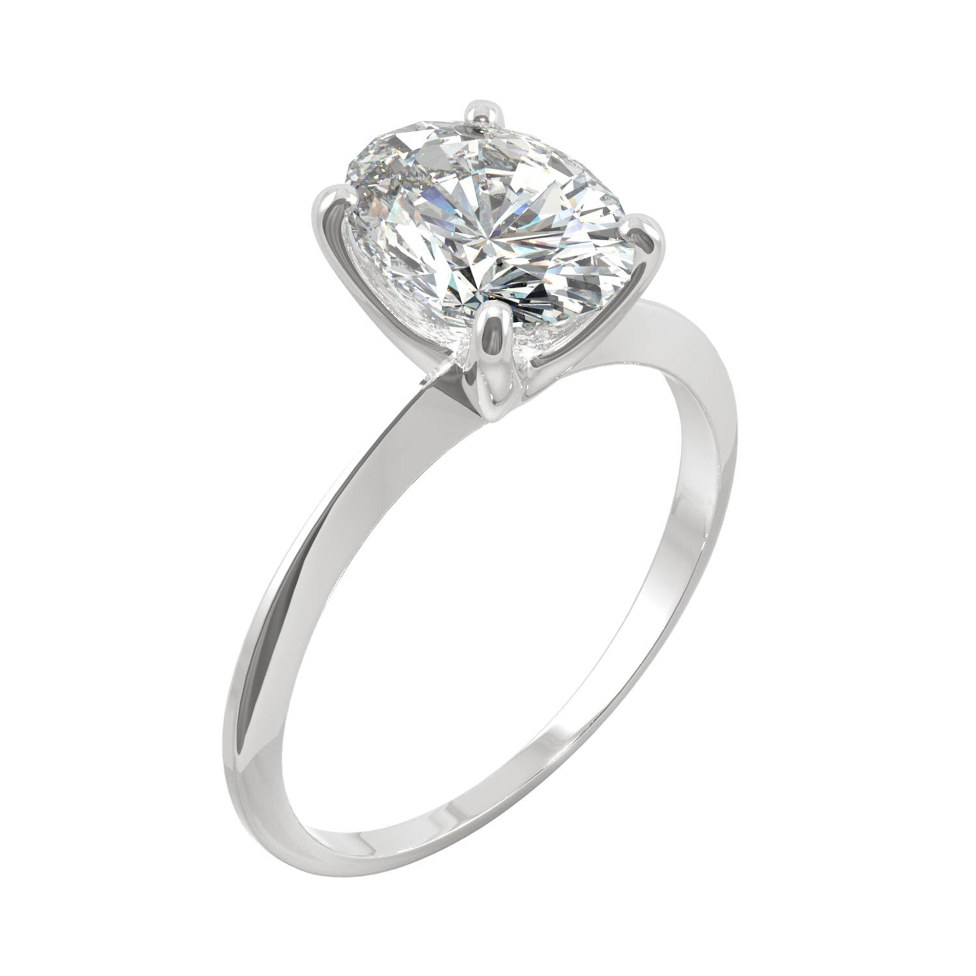 2.10 CTW DEW Oval Moissanite Solitaire Engagement Ring in 14K White Gold