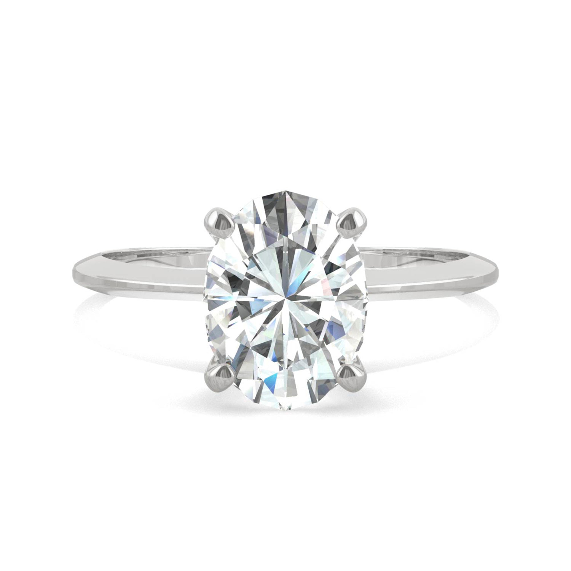 2.10 CTW DEW Oval Moissanite Solitaire Engagement Ring in 14K White Gold