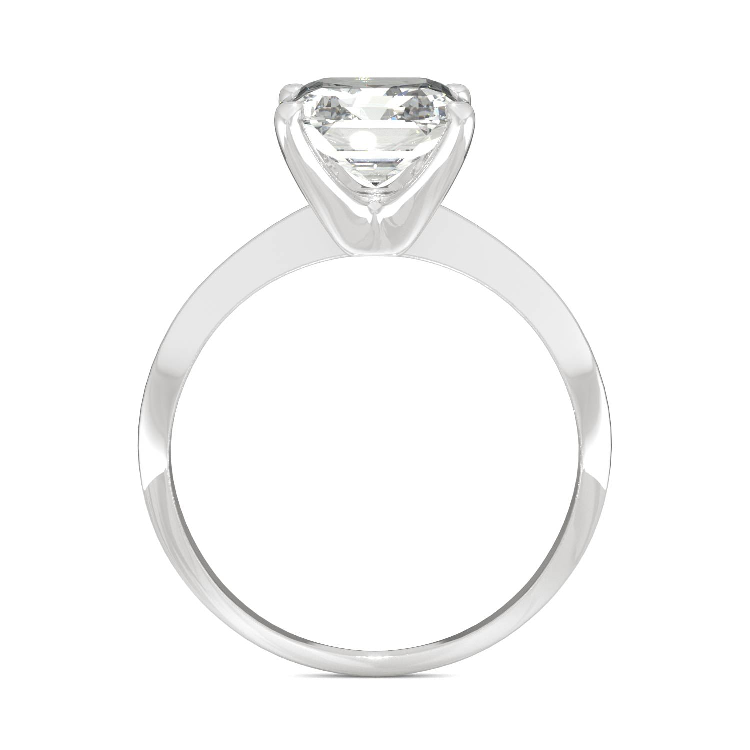 2.21 CTW DEW Asscher Moissanite Engagement Ring in 14K White Gold