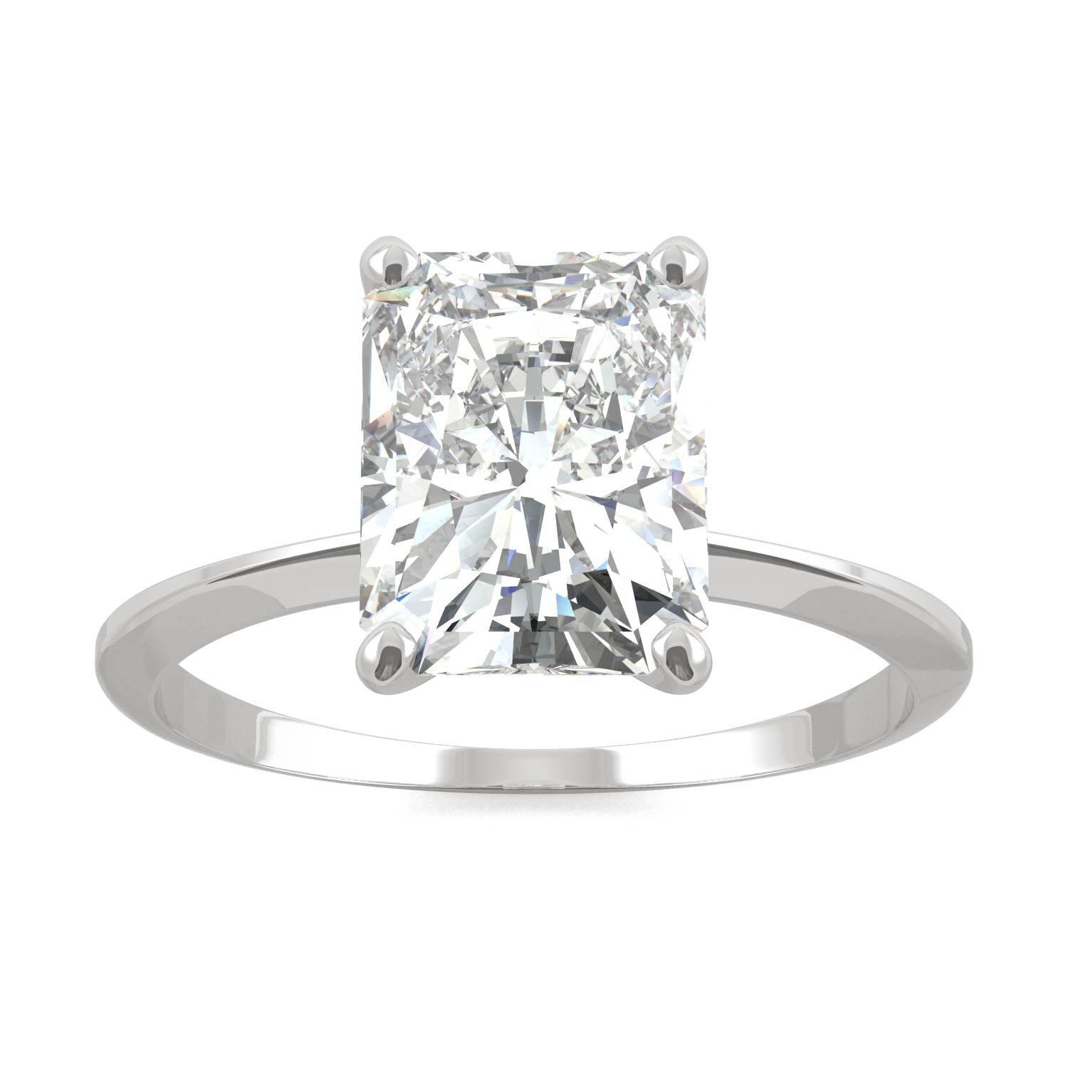 2.70 CTW DEW Radiant Moissanite Solitaire Engagement Ring in 14K White Gold