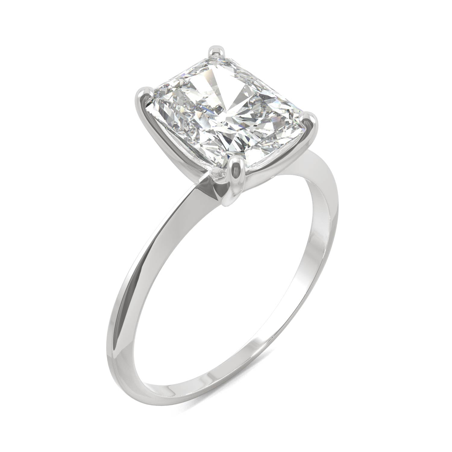 2.70 CTW DEW Radiant Moissanite Solitaire Engagement Ring in 14K White Gold