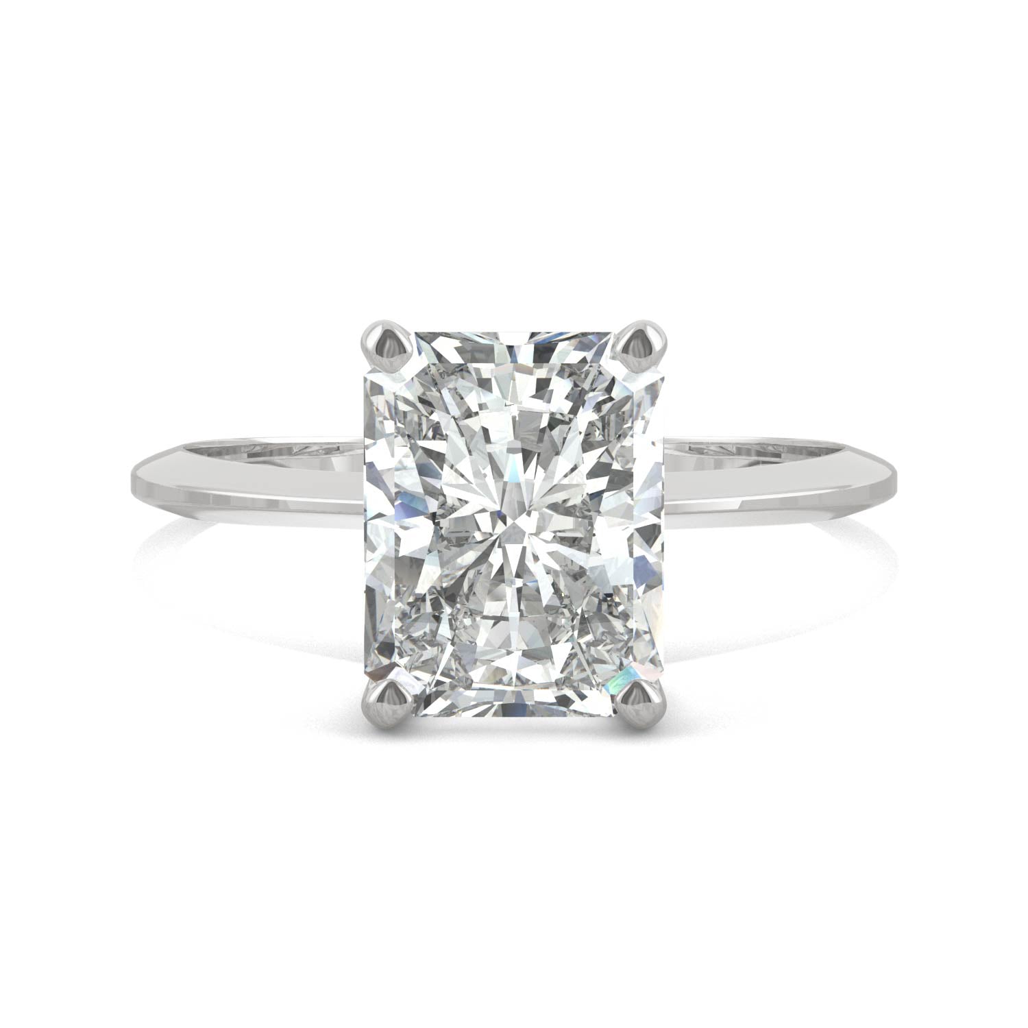 2.70 CTW DEW Radiant Moissanite Solitaire Engagement Ring in 14K White Gold