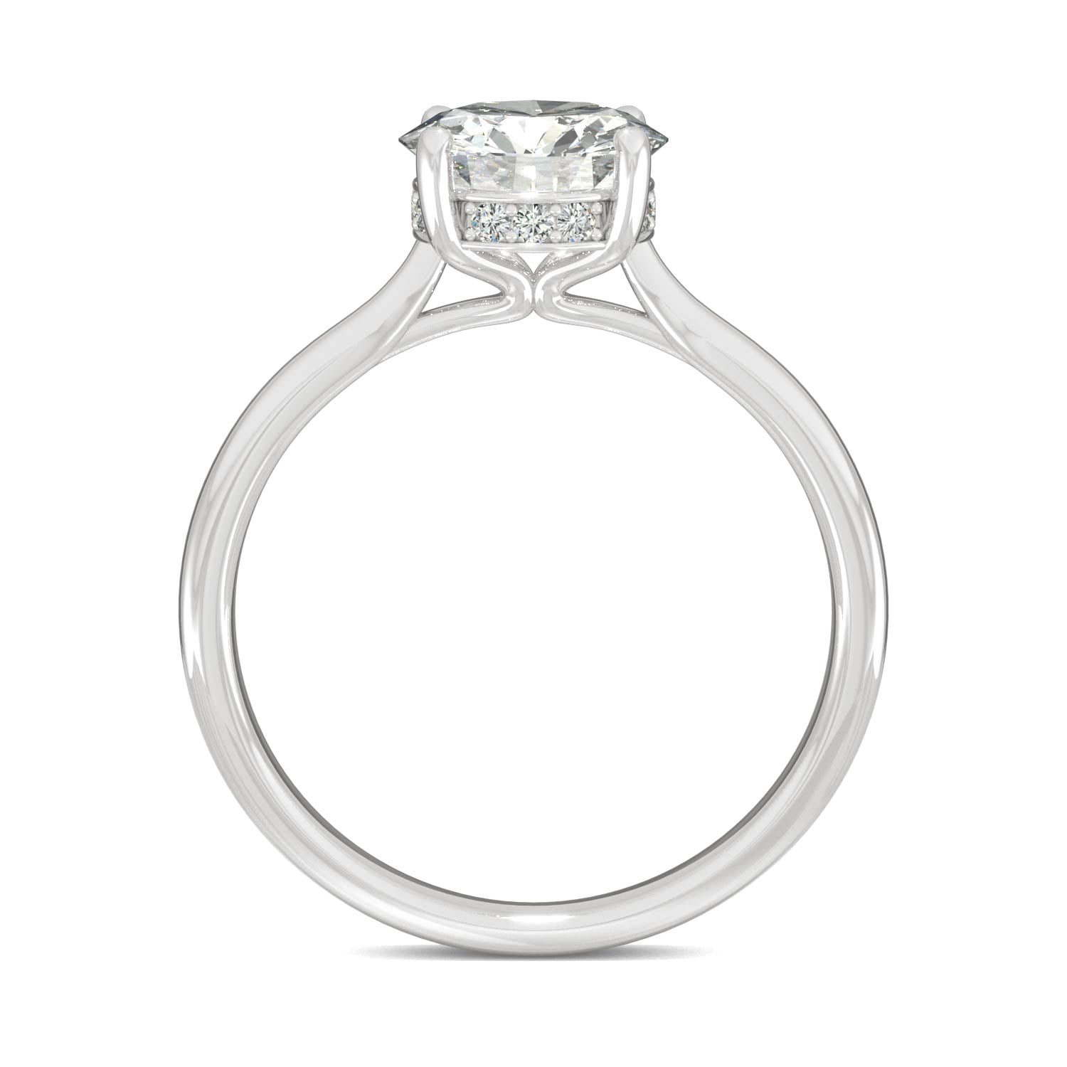 1.58 CTW DEW Round Moissanite Hidden Halo Engagement Ring in 14K White Gold