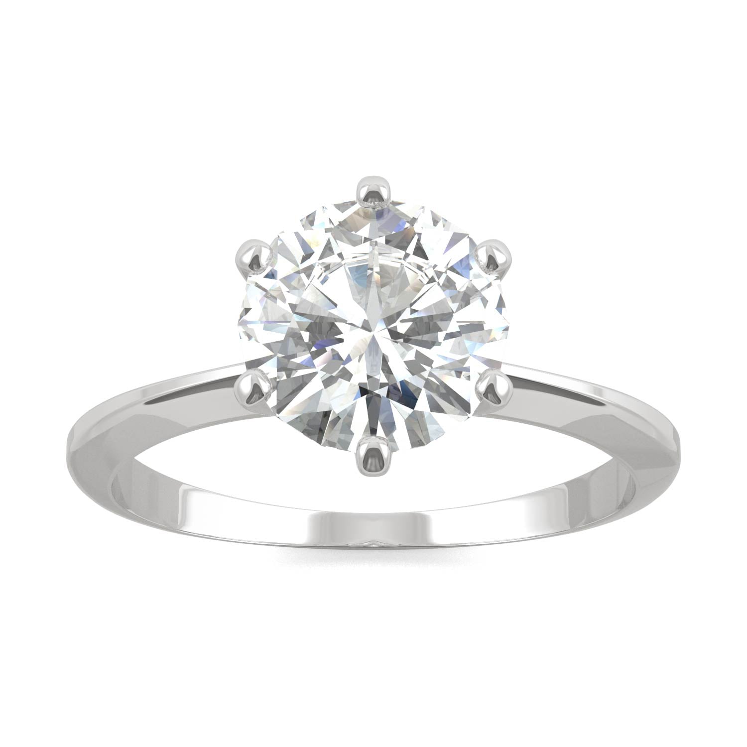 1.90 CTW DEW Round Moissanite Six-Prong Solitaire Engagement Ring in 14K White Gold