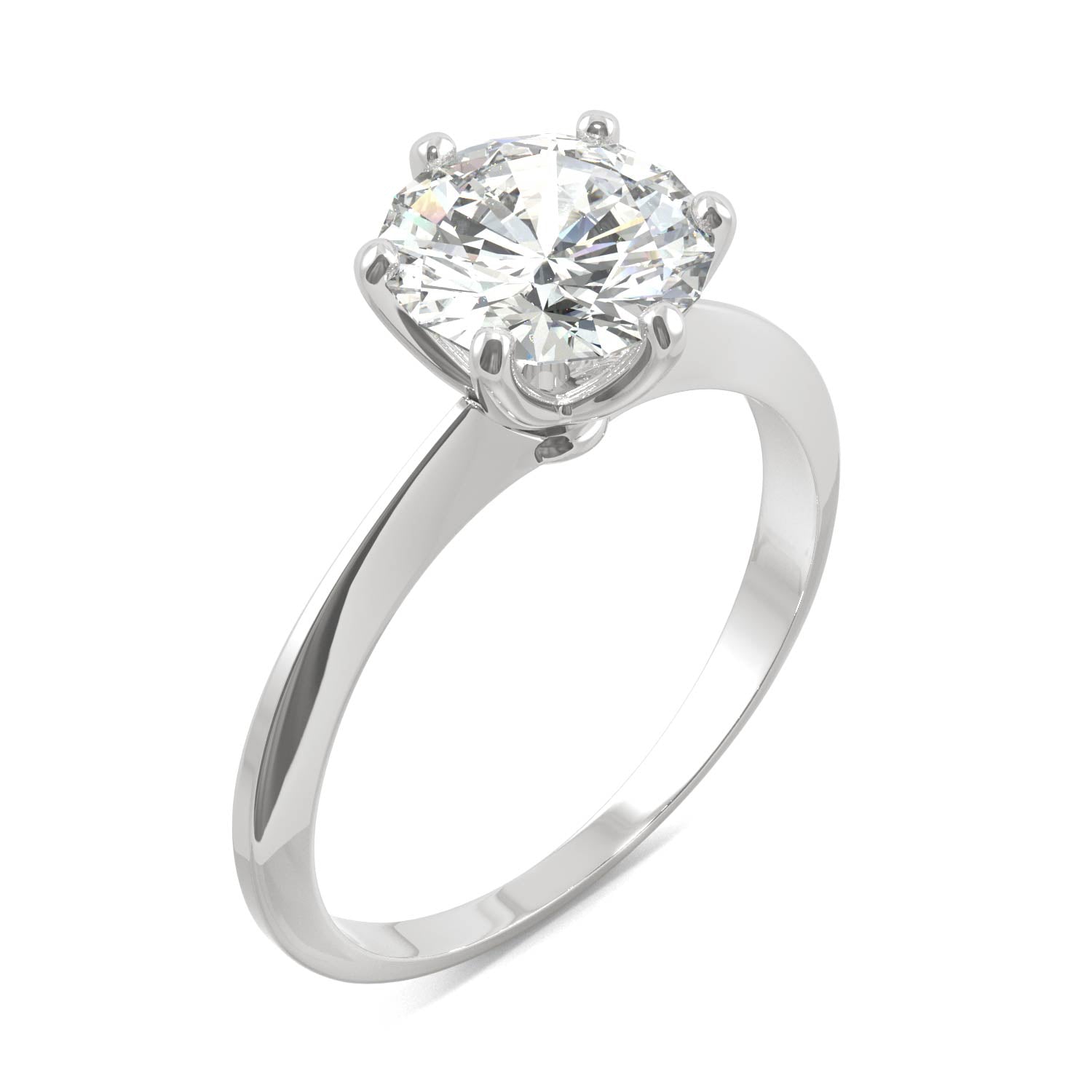 1.90 CTW DEW Round Moissanite Six-Prong Solitaire Engagement Ring in 14K White Gold